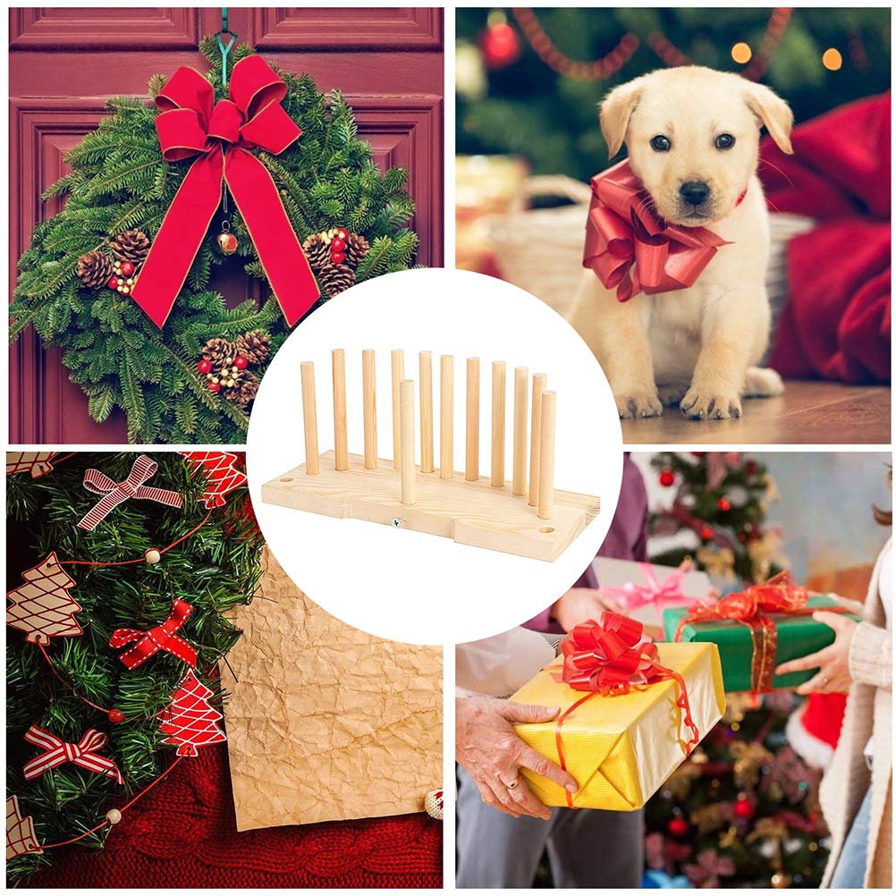 Sturdy Portable Wooden Wreath Bow Maker Machine - DIY Craft Tool for Holiday Decorations, Gift Wrapping & Home Decor (Beige)