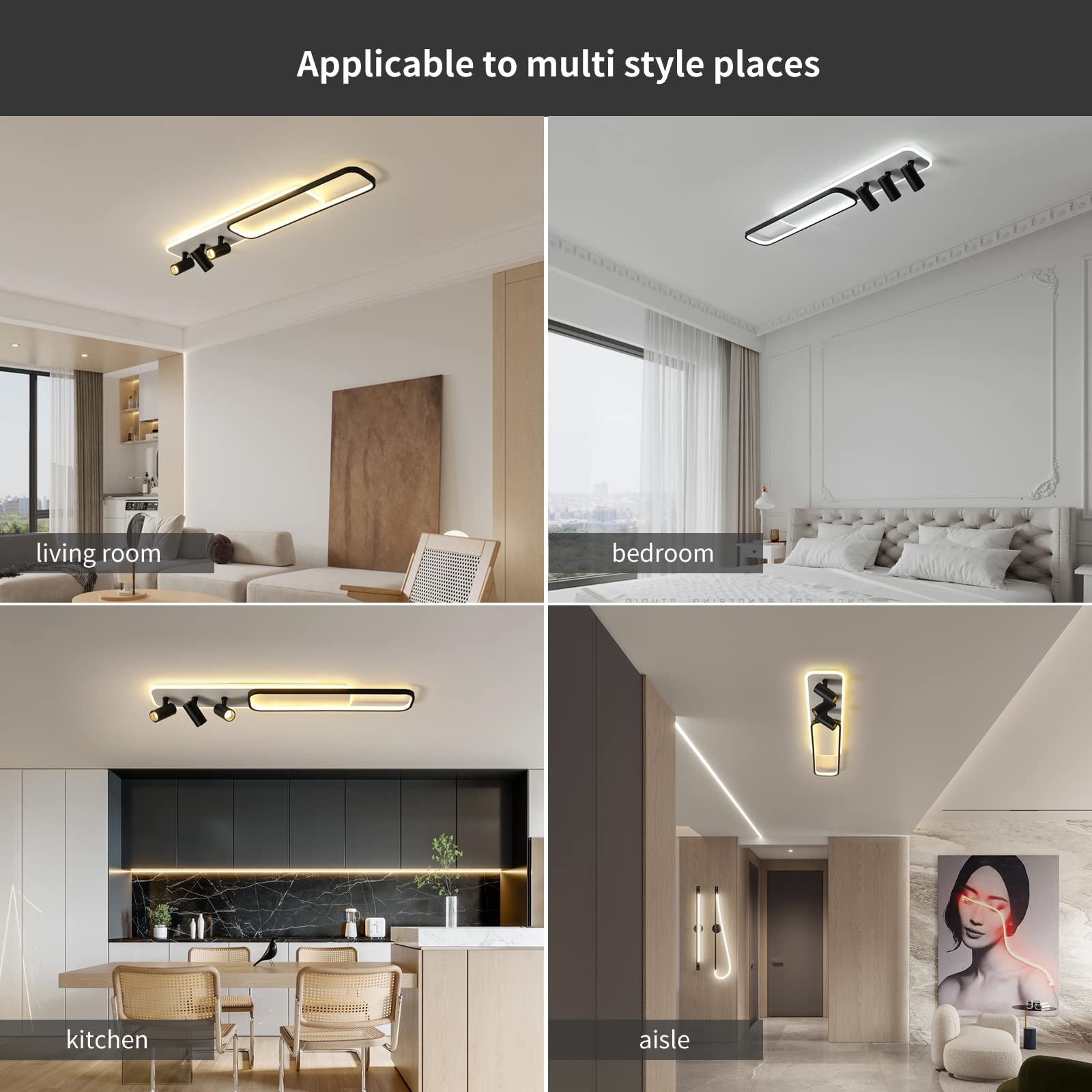 Modern Adjustable Dimmable Ceiling Light with 3 Reflectors - Energy Efficient LED Lighting for Living Room, Bedroom, Kitchen & Dining Room - Perfect for Home Decor and Ambient Lighting