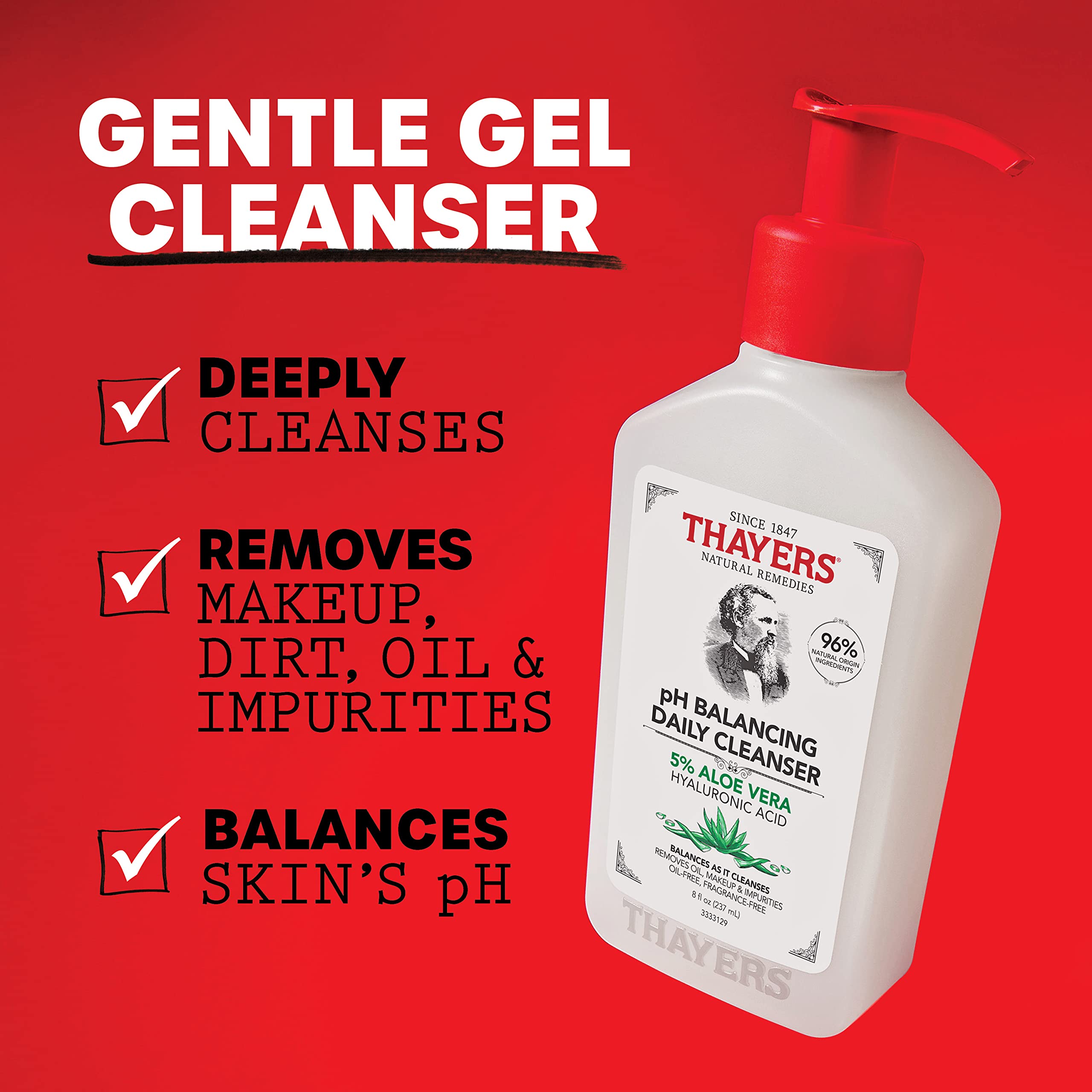 **Thayers Alcohol-Free Rose Petal Toner with Aloe Vera (12 FL Oz) & pH Balancing Daily Cleanser (8 FL Oz) – Hydrating, Gentle Skincare for Dry & Sensitive Skin – Perfect for Daily Facial Care & Makeup Prep**