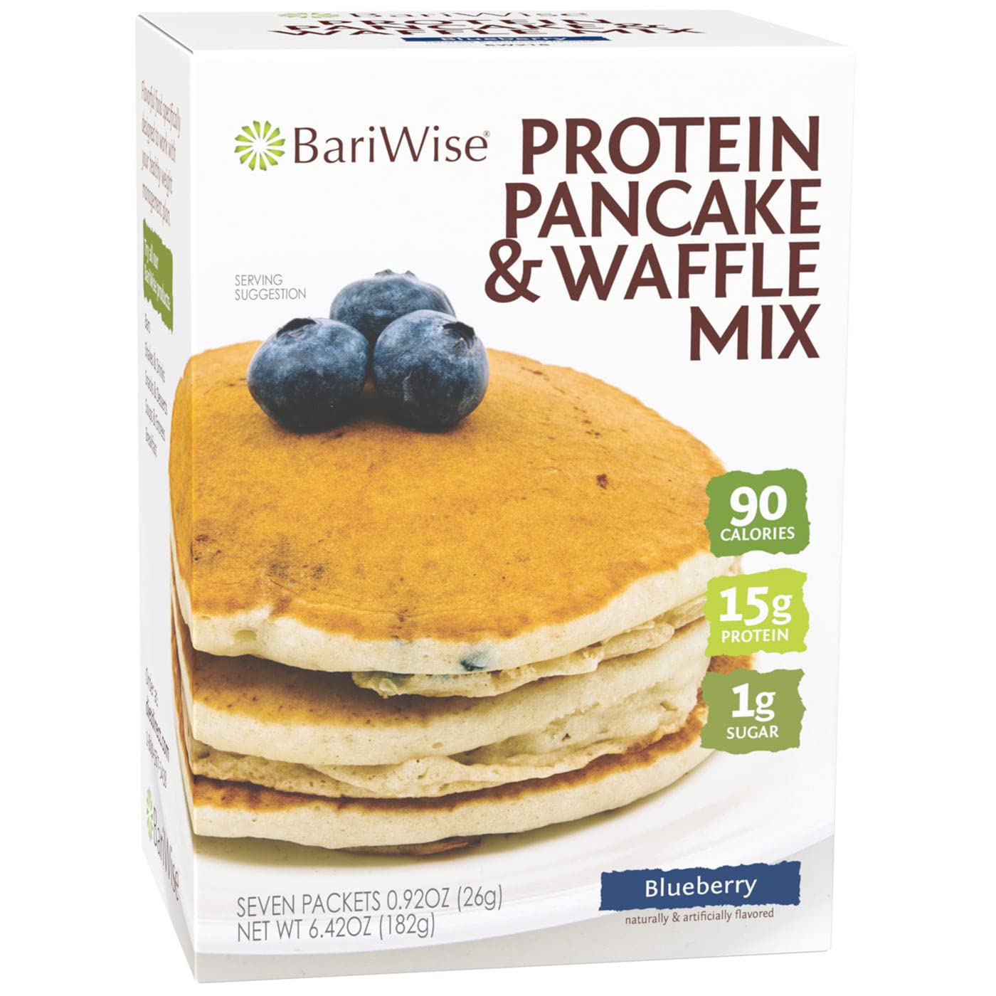 BariWise Protein Pancake & Waffle Mix - Blueberry Flavor, Low Sugar & Low Carb (7 Pack) | High Protein Breakfast Mix for Keto & Weight Loss | Perfect for Healthy Morning Meals & Fitness Lifestyles