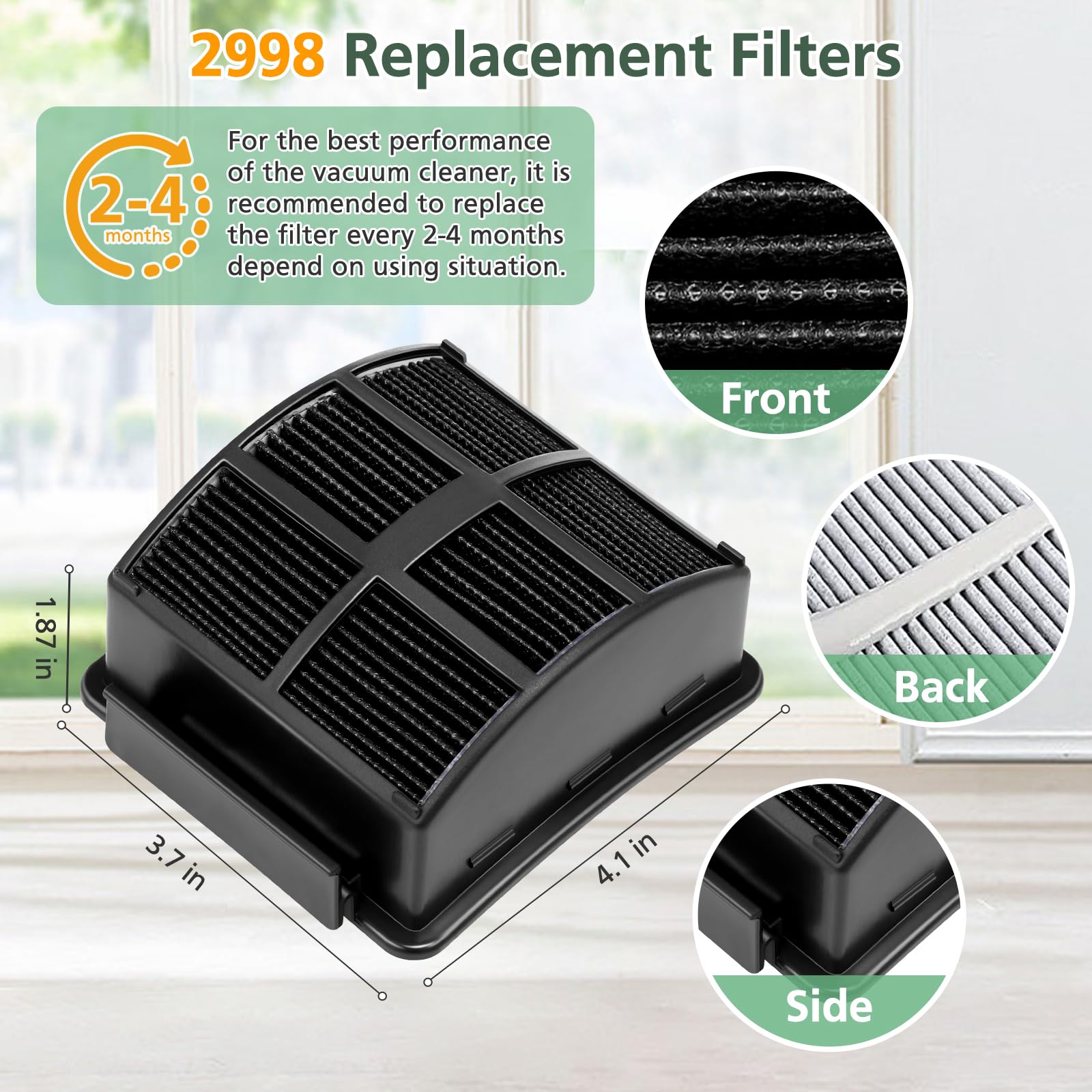 HEPA Filter Replacement Kit for Bissell 2998 Multiclean Lift-Off Pet Vacuum - Compatible with Bissell 2998, 2999, 2849, 3000, 3057, 28492, 31259, 3399, 2852, 31269, 3125W (3+6 Pack) - Part 1625641 - Ideal for Pet Hair Removal & Deep Cleaning