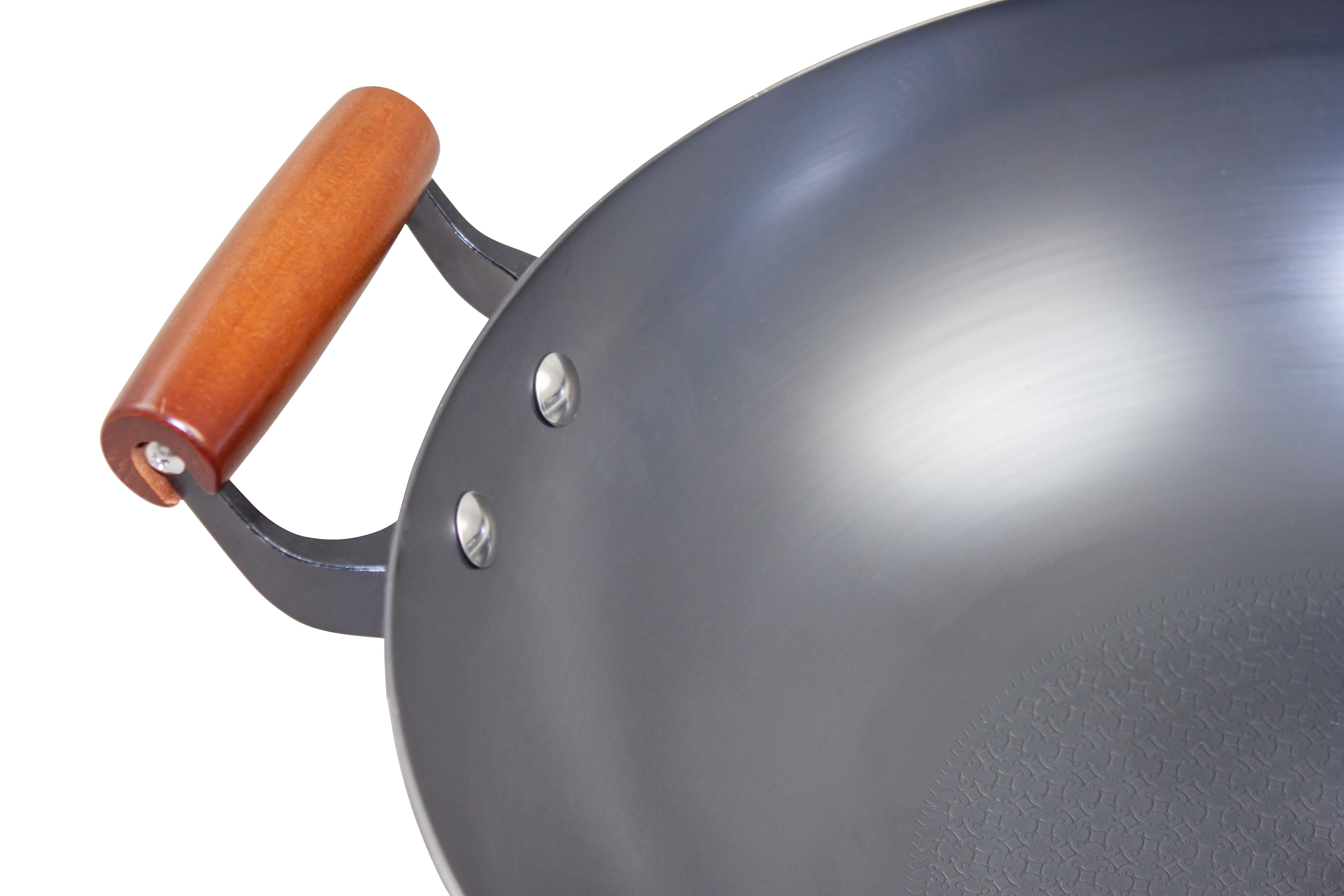 Premium 34cm Dual Ear Spin Pressed Steel Wok - Professional Chinese Stir Fry Pan for Home Cooking & Restaurant Use