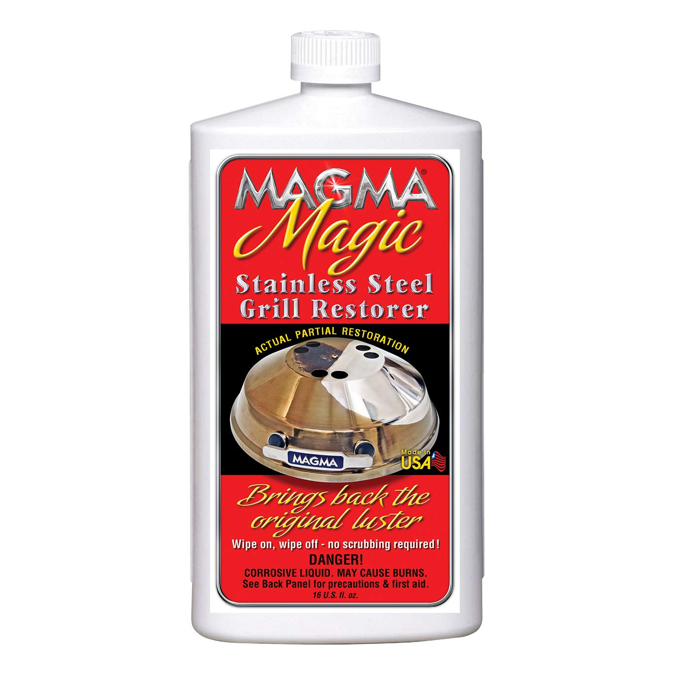 MAGMA A10-272 Grill Restorer & Cleaner - 16 oz Heavy-Duty BBQ Grill Cleaner for Stainless Steel & Cast Iron - Removes Grease, Carbon & Rust - Ideal for Outdoor Grills, Smokers & Camping Cookware