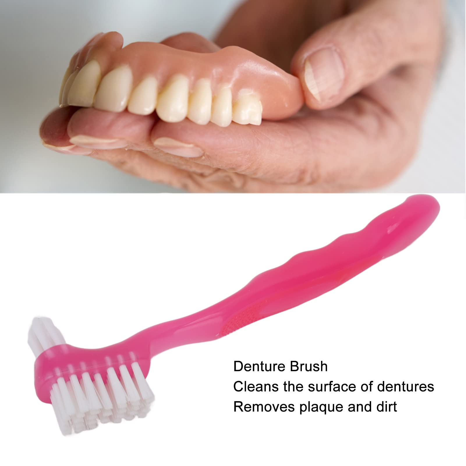 Premium Denture Cleaning Brush for Elderly - Portable False Teeth Brush for Plaque & Dirt Removal - Travel & Home Use - Ideal for Denture Care & Oral Hygiene Maintenance