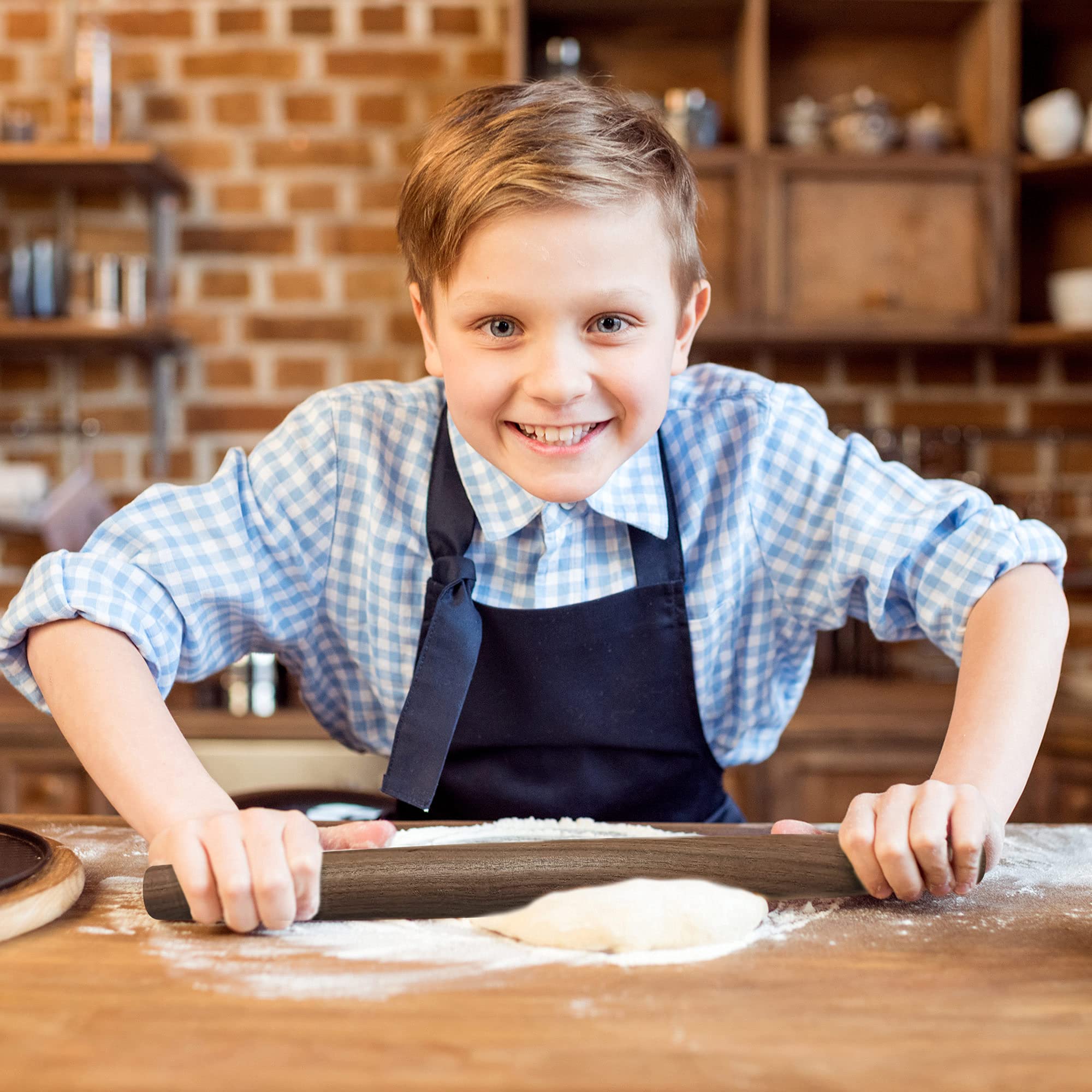 17 Inch French Wooden Rolling Pin for Baking - Premium Walnut Wood Tapered Design for Fondant, Pie Crust, Cookies & Pastry Dough - Smooth Kitchen Essential for Home Bakers & Professional Chefs - Perfect for Holiday Baking, Cake Decorating & Homemade Pizza Making
