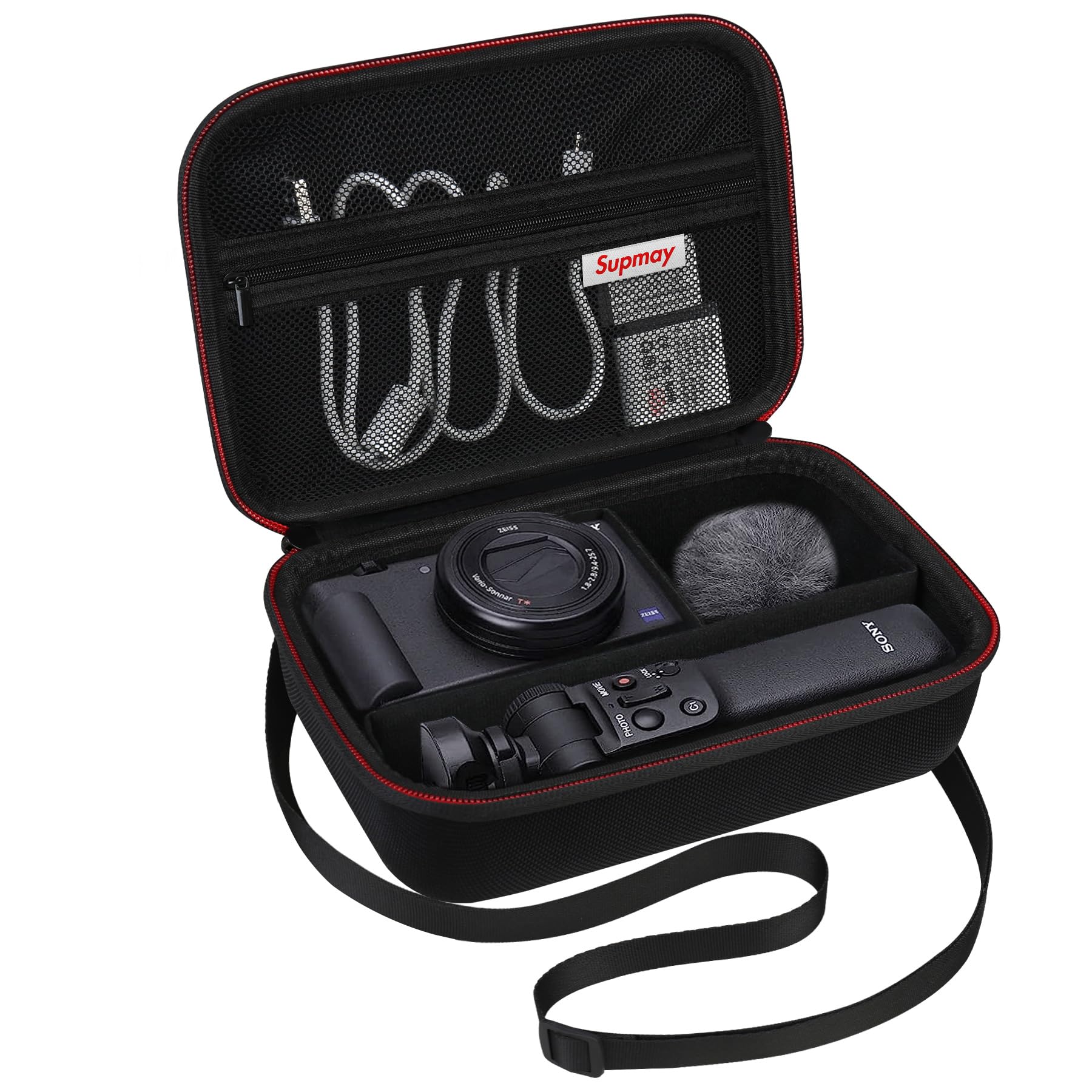 Sony ZV-1F / ZV-1 / ZV-1 II Camera Hard Travel Case - Waterproof Protective Bag for Vlogging Accessories, Tripod & Microphone with Extra Zipper Pocket for Battery Charger - Perfect for Travel, Outdoor Shooting & Studio Use (Black)
