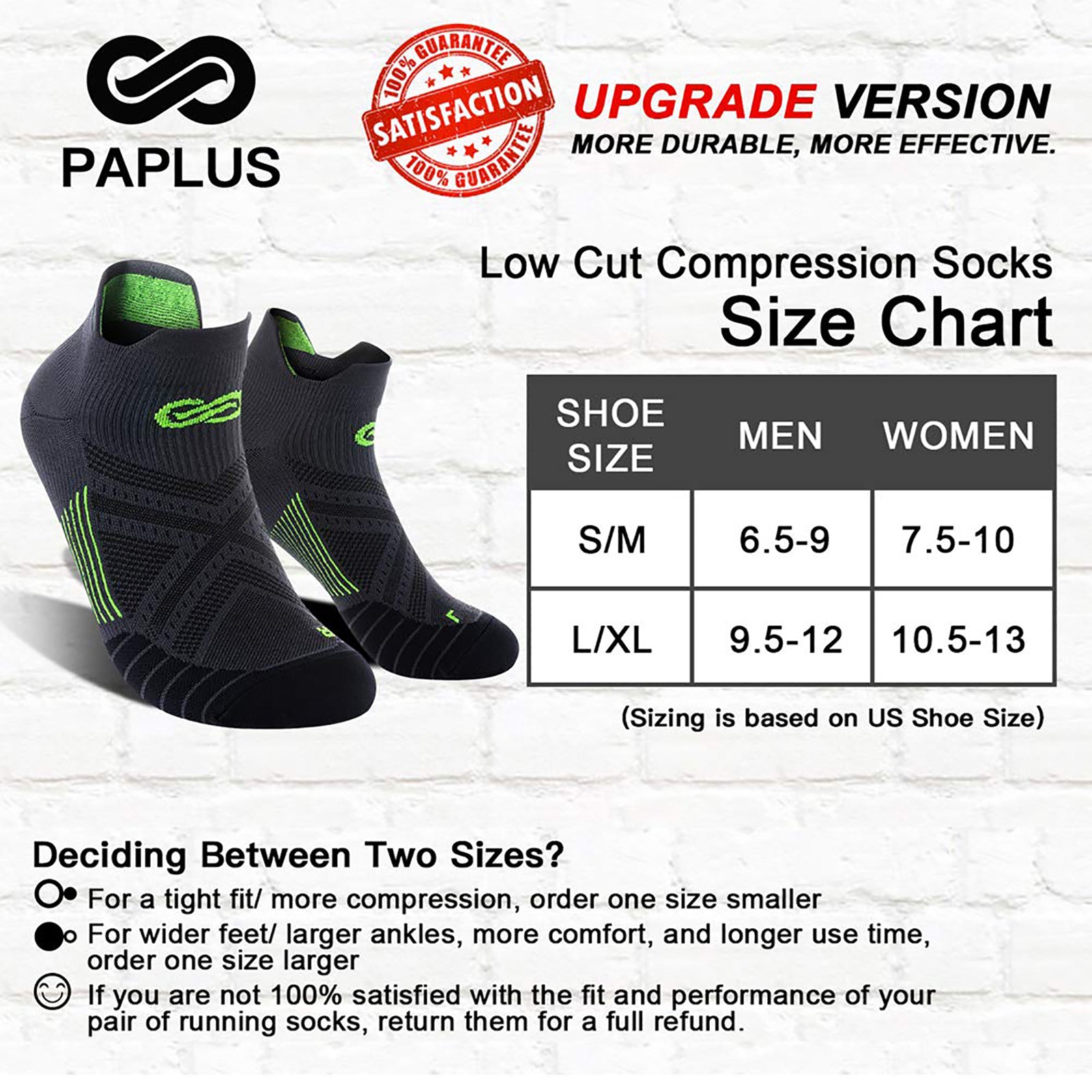 GECKOMAN x PAPLUS Ankle Compression Running Socks for Men & Women - 2 Pairs Pack - Moisture Wicking & Breathable for Marathon, Hiking, Gym Workout & Sports Performance