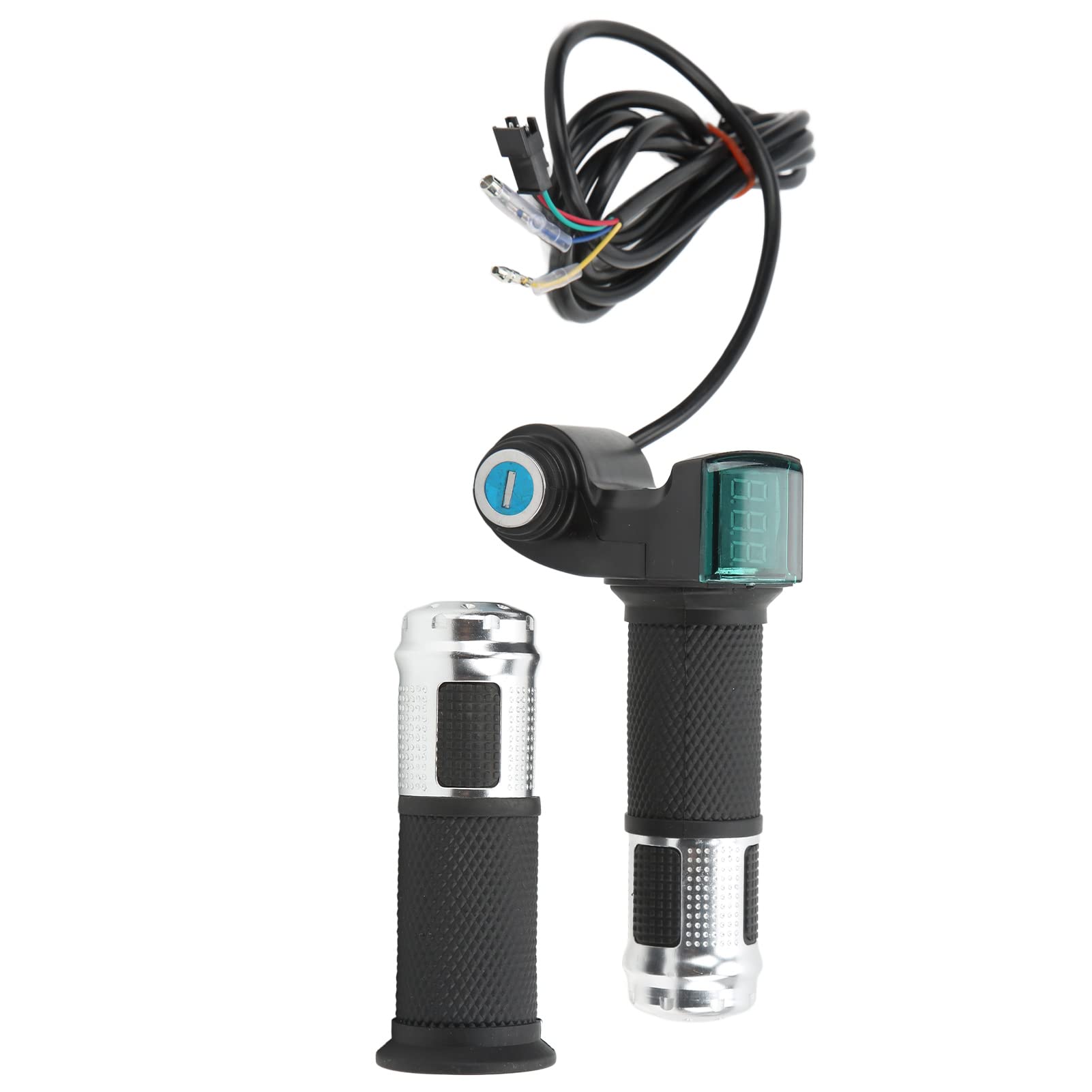 Universal 12V-99V Electric Bicycle Throttle Grip with Lock - Automatic Identification, Silver Handle - Perfect for E-Bikes, Scooters & Electric Vehicles - Commuting, Leisure Riding & Urban Transportation