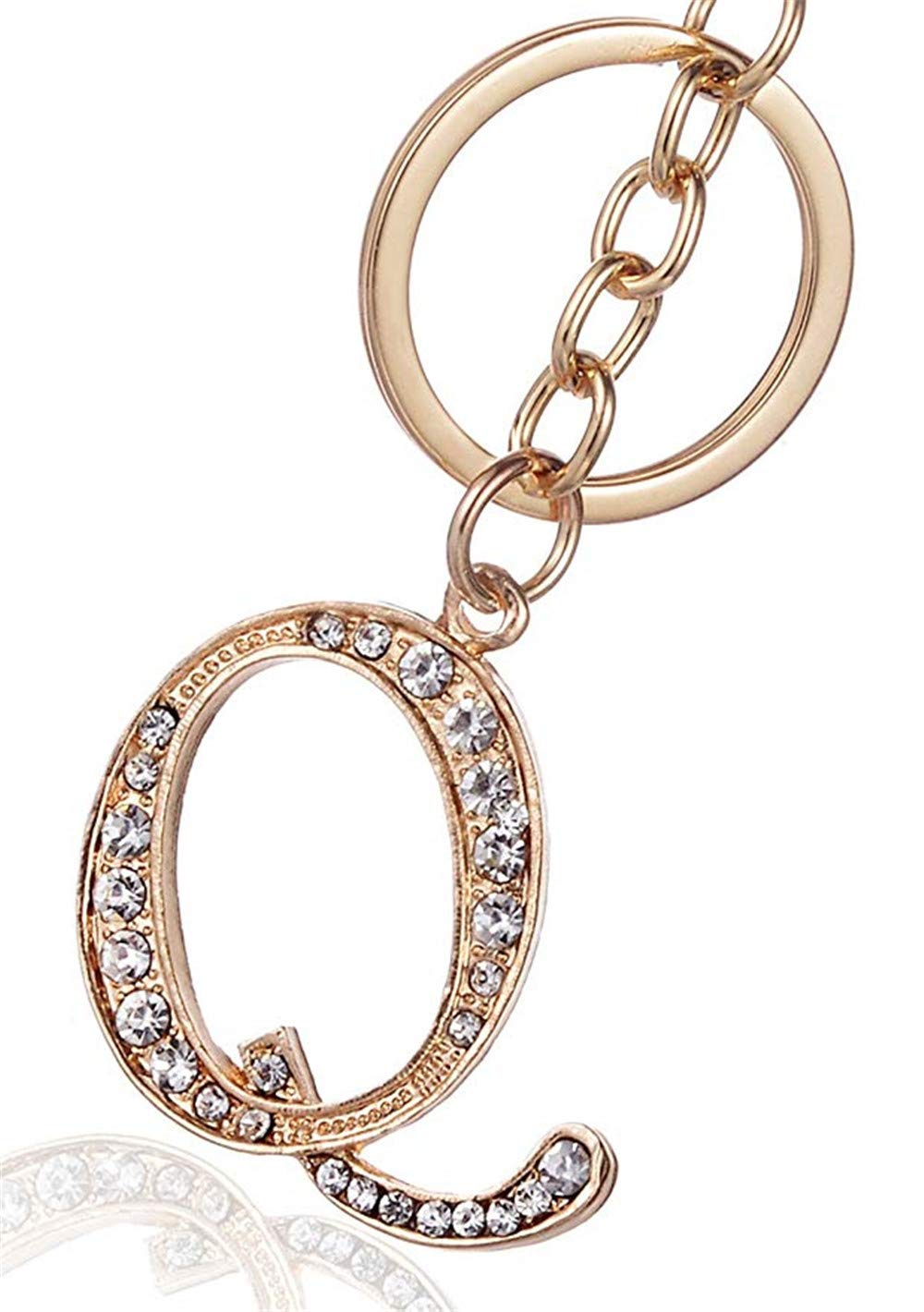 Reizteko Crystal Alphabet Initial Letter Keychain for Women - Elegant Key Ring Pendant Charm for Handbags, Purses & Gifts (Letter Q) | Perfect for Everyday Carry, Key Organization & Stylish Accessories
