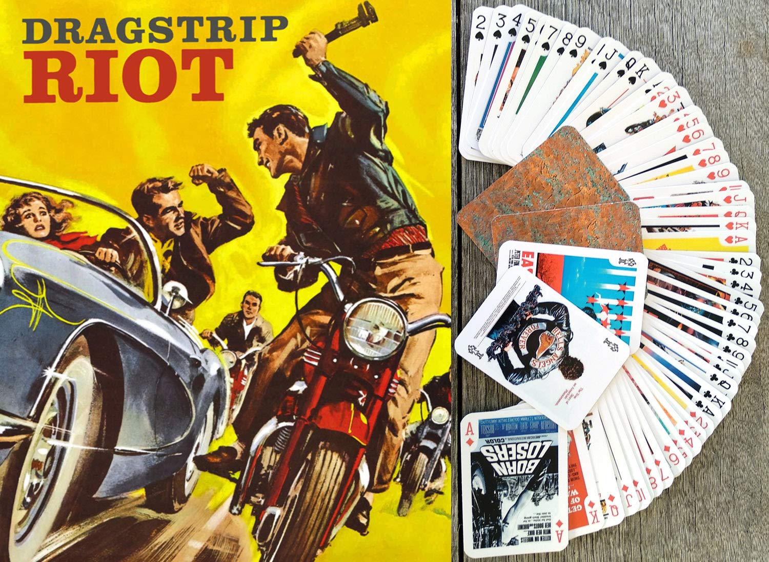 Vintage Bikers Playing Cards - 54 Unique Poker Deck with Classic Motorcycle Rider & Movie Poster Designs | Perfect for Poker Nights, Gifts, and Biker Enthusiasts