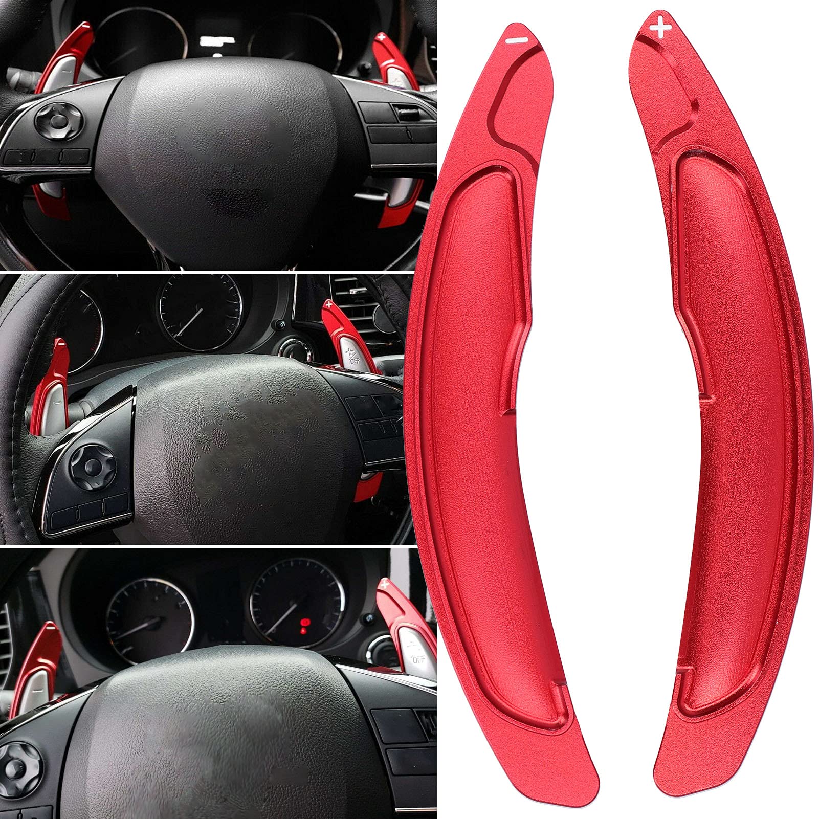 Qiilu Aluminum Alloy Steering Wheel Paddle Shifter Extension - Red Shift Blade Trim for Mitsubishi Lancer Evo X & Outlander (2008-2016) - Enhance Driving Performance & Style - Perfect for Racing Enthusiasts & Car Modifications