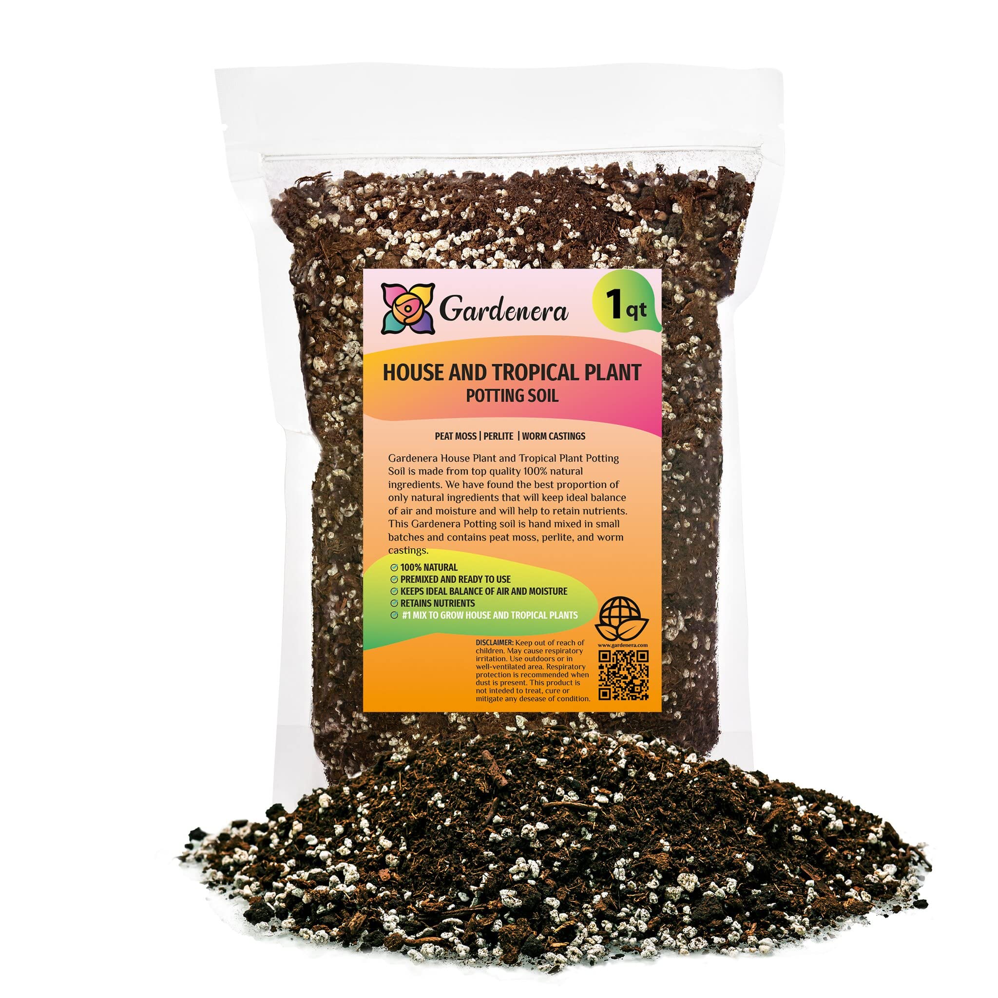 Premium House Plant & Tropical Plant Potting Soil Mix - All-Purpose Indoor Plant Soil for Repotting, Succulents, Orchids & More - 1 Quart - Perfect for Home Gardening, Office Plants & Indoor Greenery