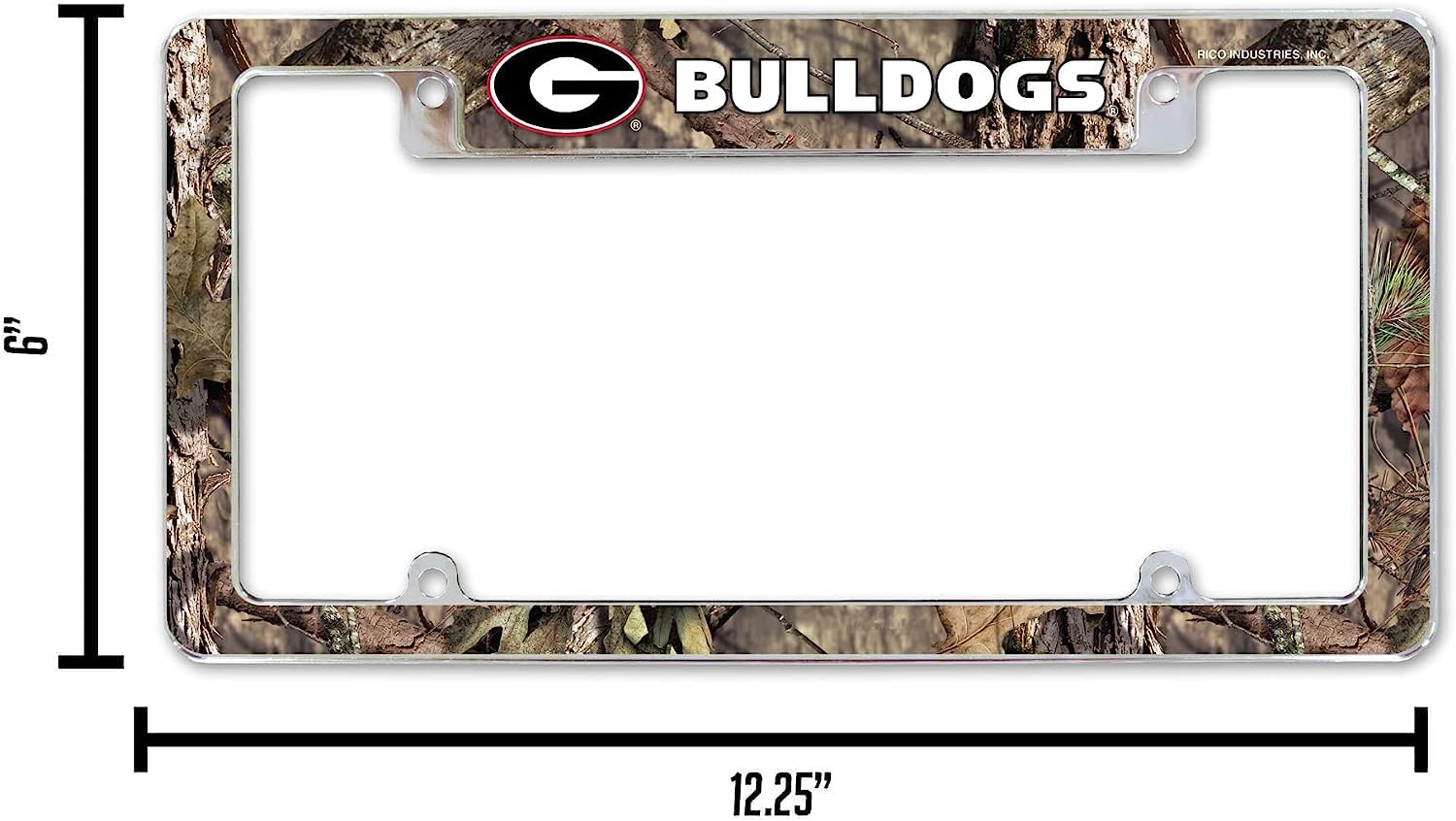 Georgia Bulldogs Chrome Metal License Plate Frames (Set of 2) - Mossy Oak Camo Design for Cars, Trucks & SUVs - Perfect for Tailgating & College Football Fans
