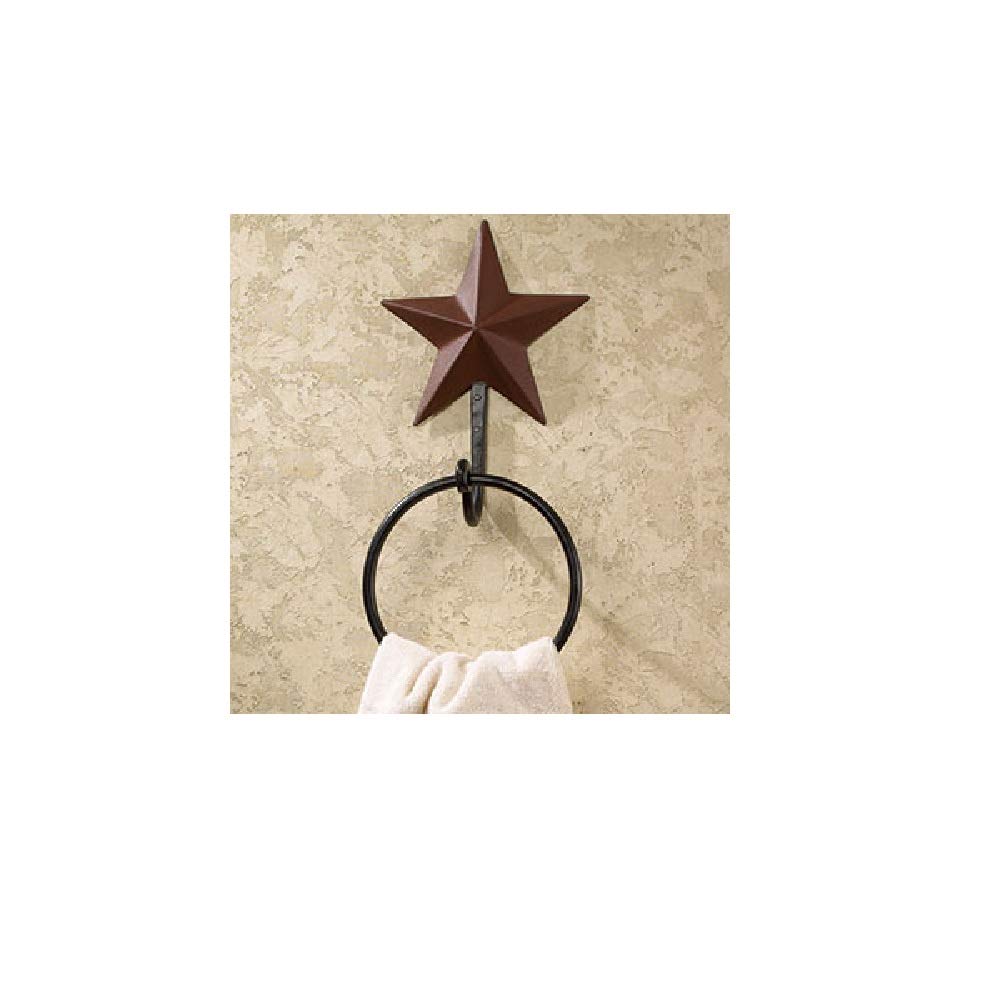 Vintage Barn Star Towel Ring - The Country House Collection 60502 - Rustic Farmhouse Bathroom Decor for Towel & Hand Towel Organization
