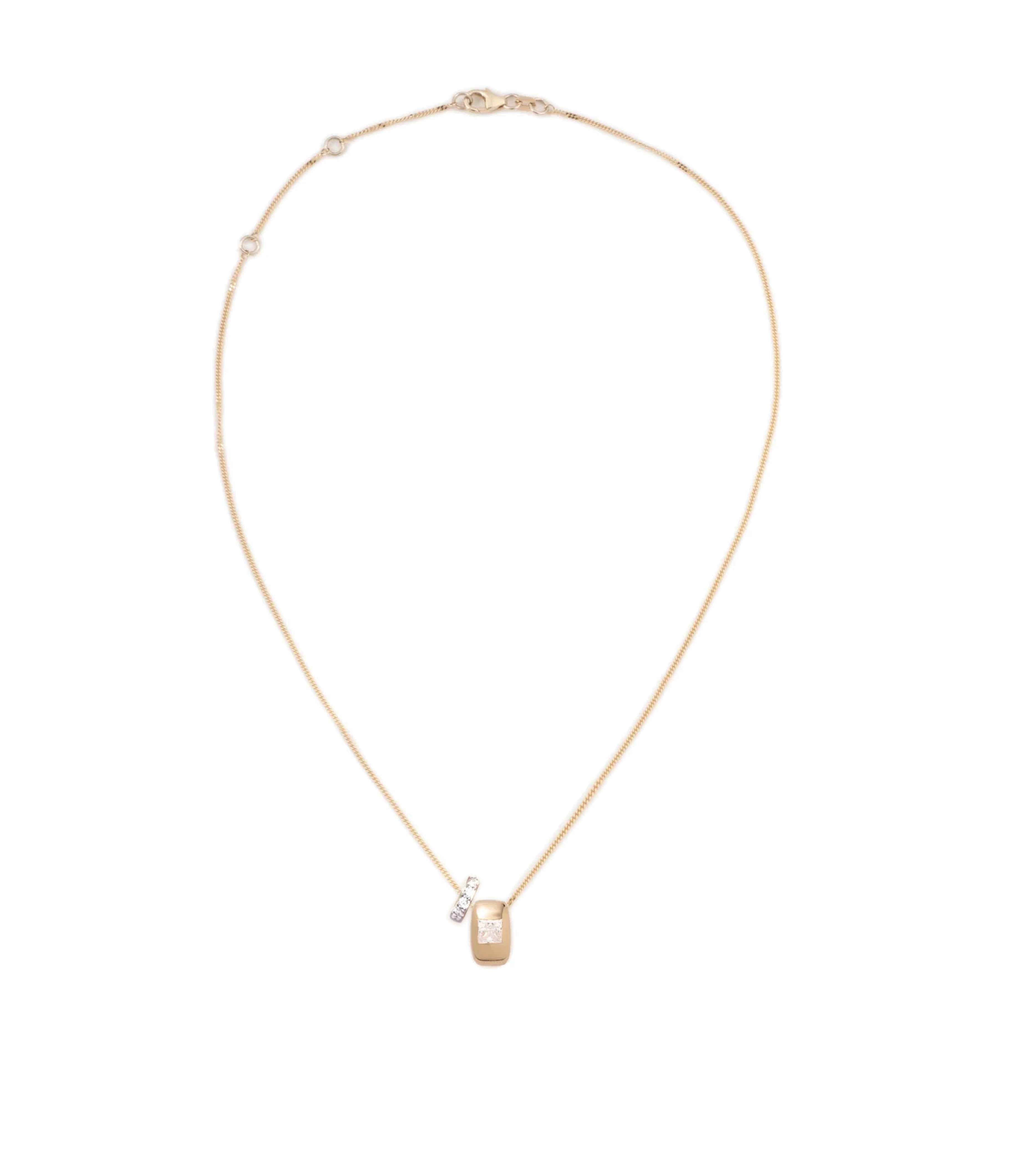 Princess Cut Heartbeat Diamond Necklace - 14K Gold Fine Diamond Cut Curb Chain for Women | Perfect for Valentine's Day, Anniversary & Romantic Gifts