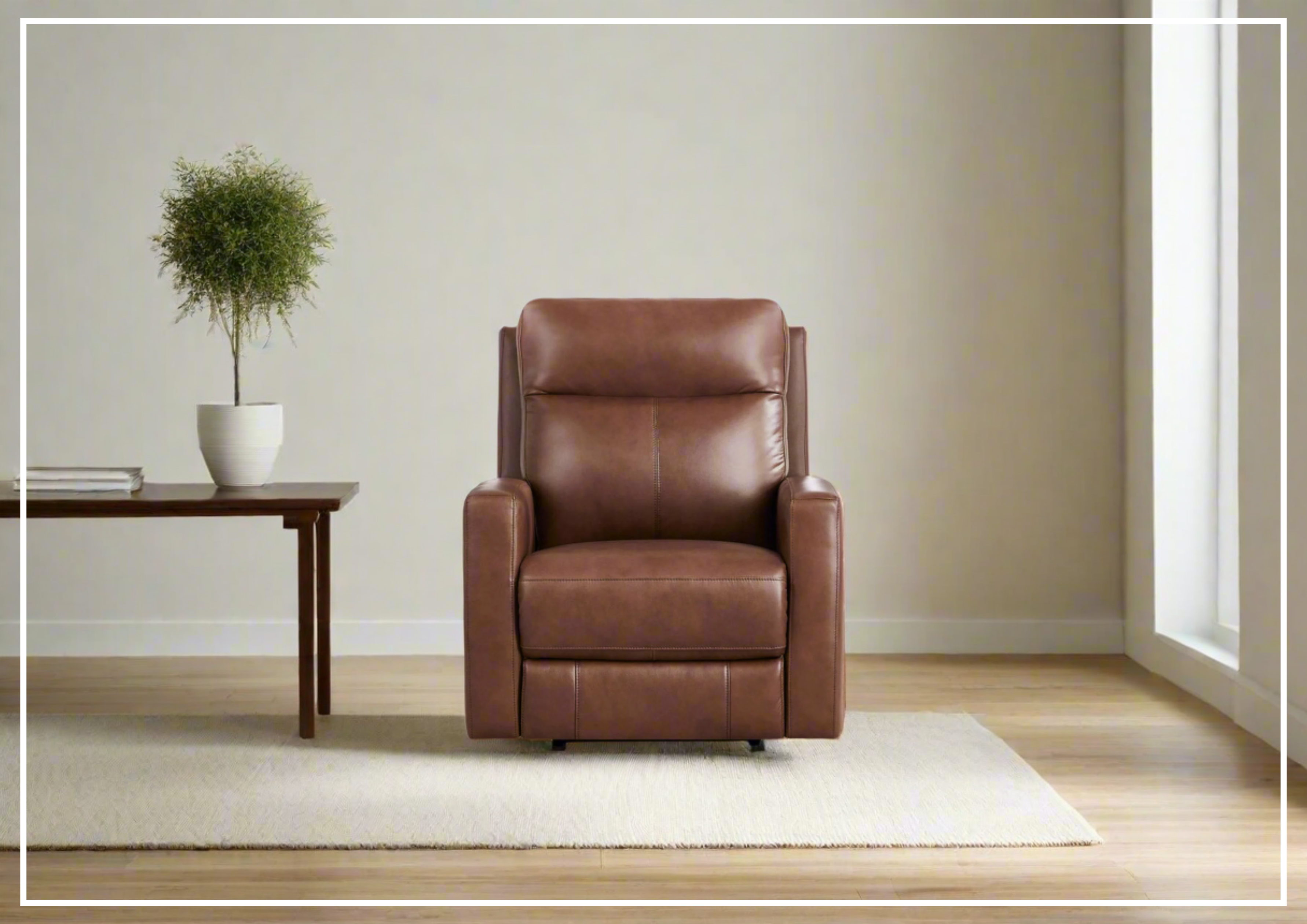 Hydeline Vienna Brown Leather Power Recliner Chair - Electric Massage Recliner with USB Charger & Cup Holders - Perfect for Living Room, Home Theater & Office Relaxation