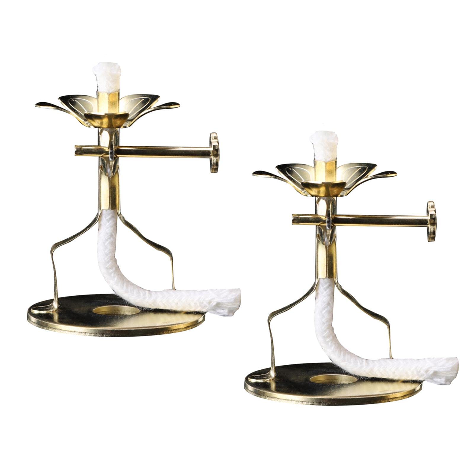 THE STYLE SUTRA® 2X Golden Butter Lamp Wick Holders - 7x4cm Wick Lamp Stand for Buddha Altar, Yoga Meditation & Wedding Decor | Spiritual Home Decor for Puja, Temple & Relaxation Spaces