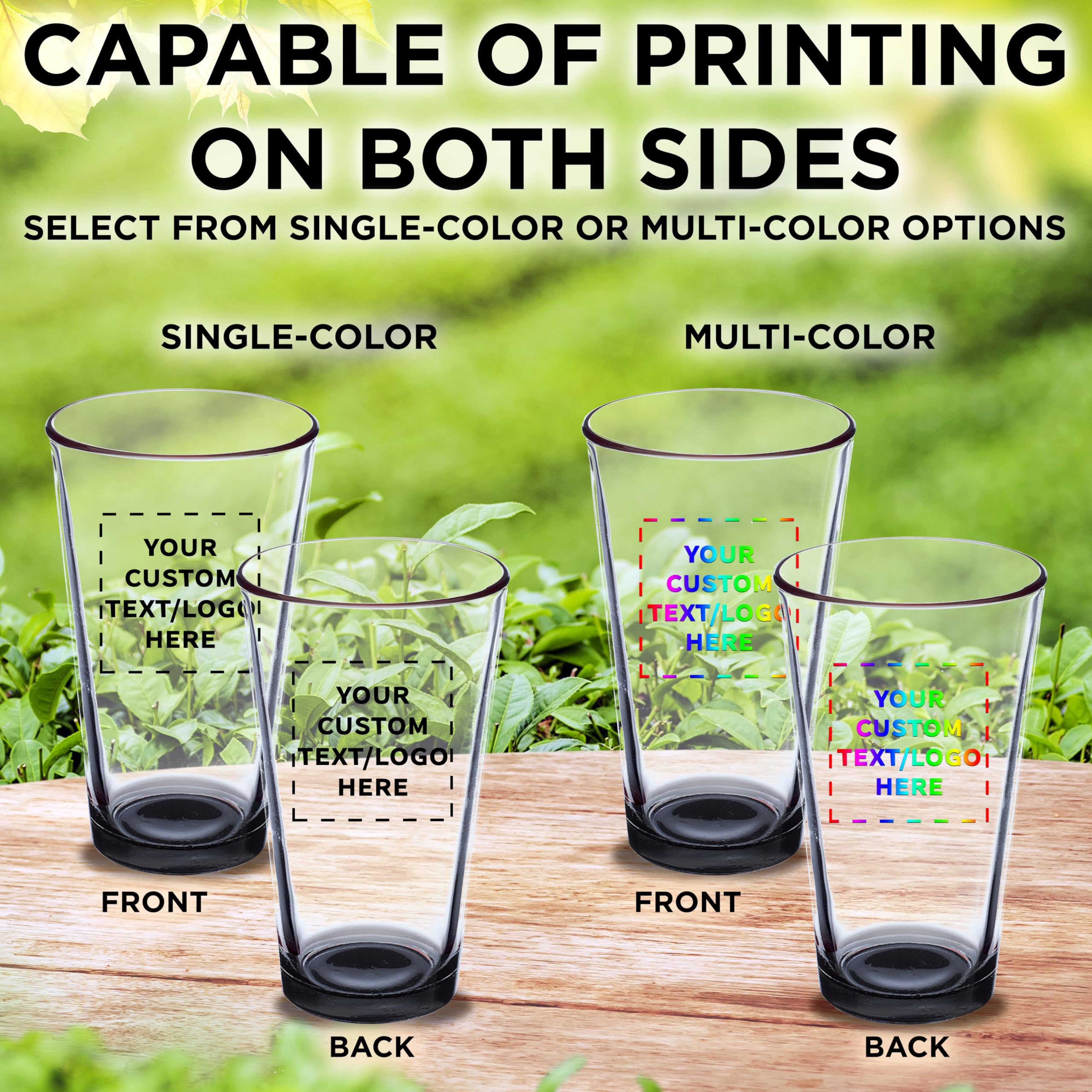 Custom 16 oz Beer Pint Glasses - Bulk Set of 50 Personalized Bar Glasses with Thick Base & Walls | Heavy Duty Stackable Glassware for Restaurants, Bars & Home Use | Perfect for Commercial Establishments, Parties & Gifts