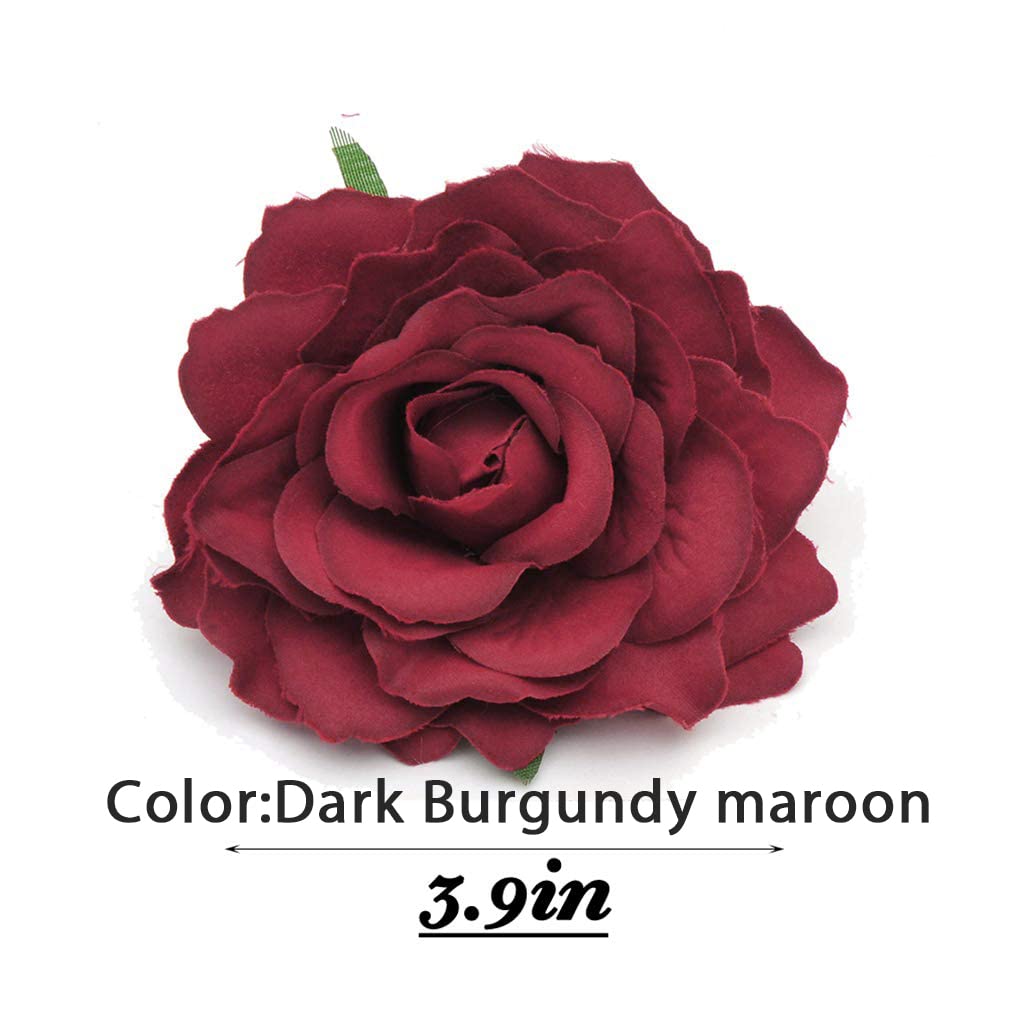 Handmade Dark Red Velvet Rose Flower Wreath Hair Clip & Pin - Flamenco Dancer Style Hair Accessory for Women | Perfect for Weddings, Parties & Spanish Dance Performances