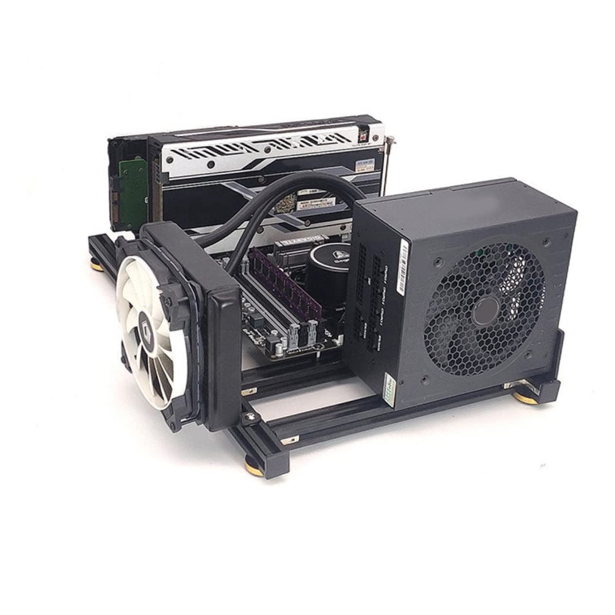 Mikikit Open Chassis Computer Case Bracket - Aluminum Motherboard & GPU Stand for PC Builds, Mining Rigs, and Test Benches - Enhanced Airflow for Gaming, Overclocking, and Hardware Testing