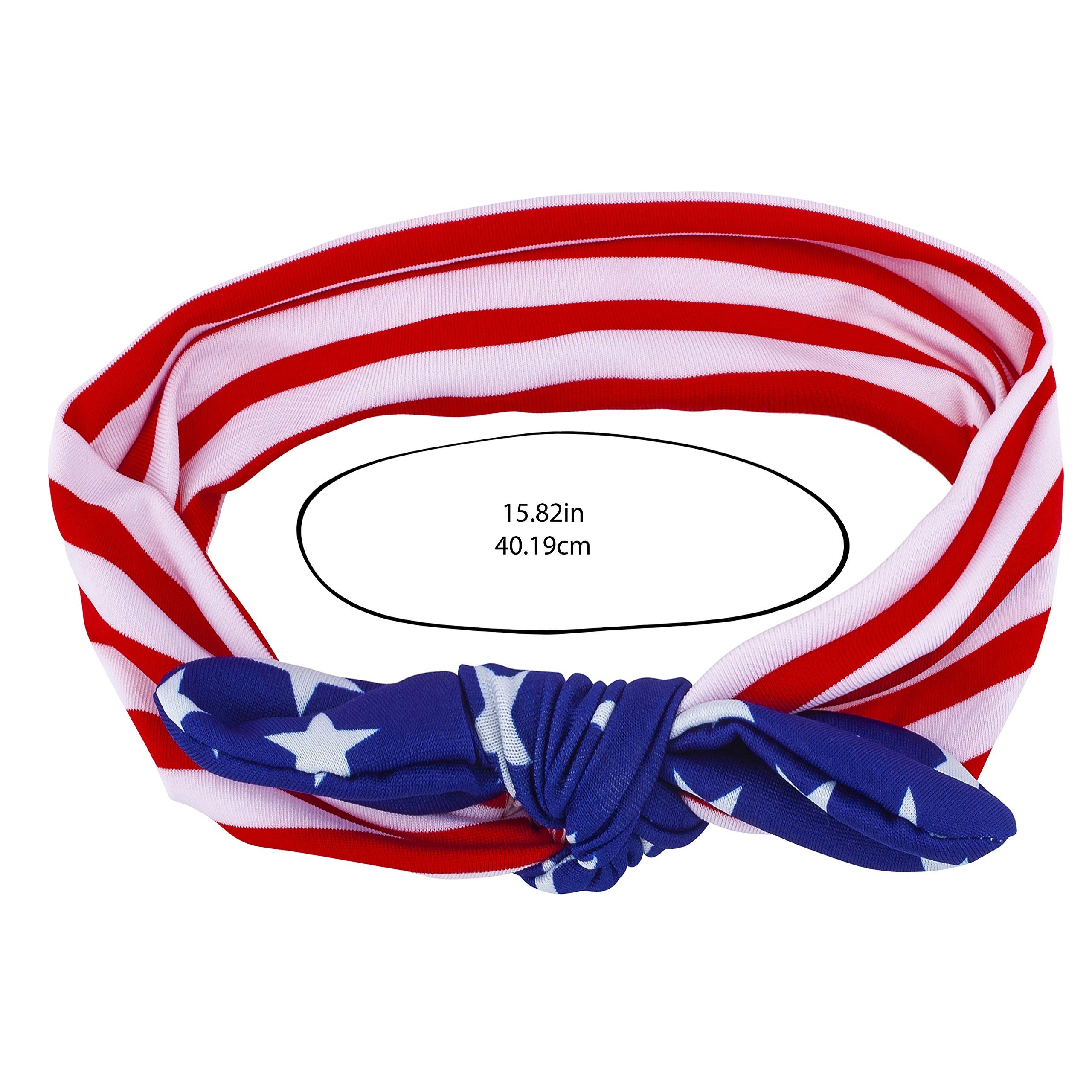 LUX ACCESSORIES Patriotic American Flag Print Bandana - Red, Blue, White Fashion Headband for Outdoor, Festivals, and Sports