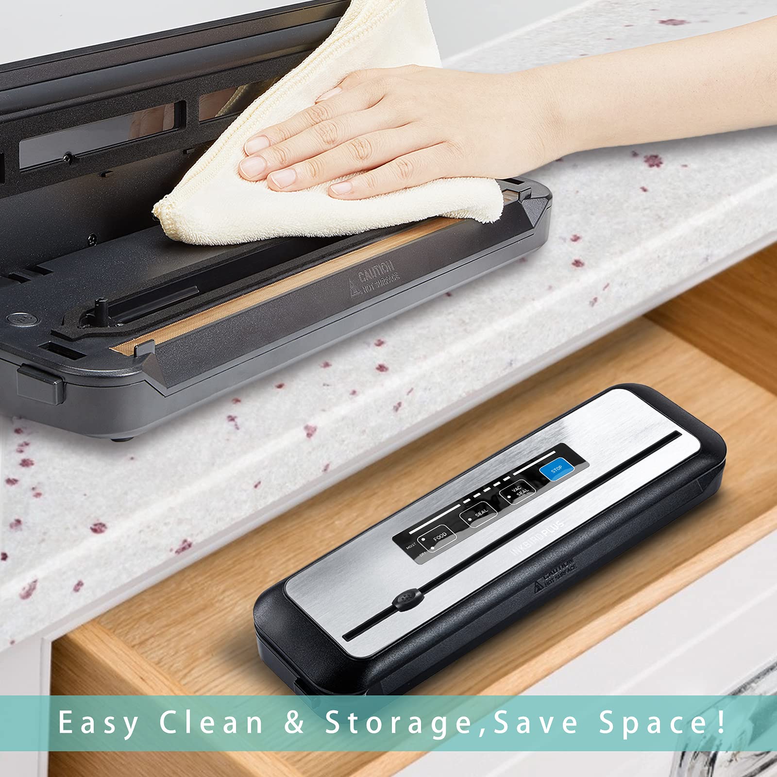 Inkbird Automatic Vacuum Sealer Machine with Built-in Cutter - Includes 55 Count 8