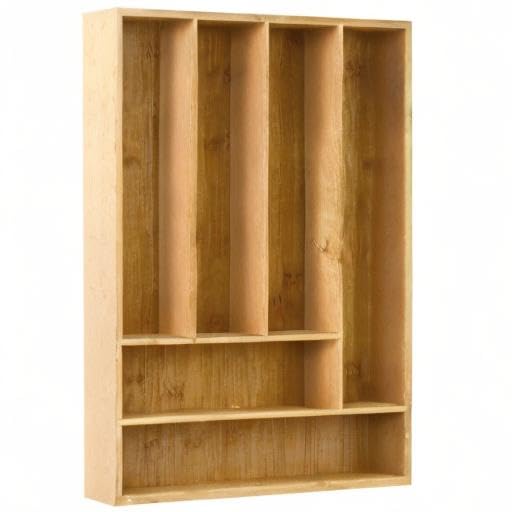 Bamboo Drawer Organizer for Silverware & Utensils - 2-Piece Non-Expandable Cutlery Tray with Dividers | Perfect for Kitchen Knives, Forks, Spoons Organization | Ideal for Home, Restaurant & Office Use