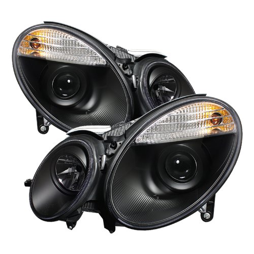 Xtune Mercedes Benz E-Class Projector Headlights - Halogen Model, Black Housing with Clear Lens - Upgrade for Enhanced Night Driving & Style