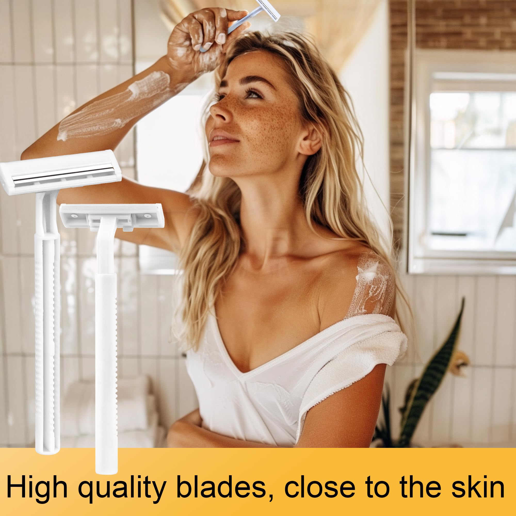 300 Pcs Bulk Disposable Razors with Clear Safety Caps - Twin Stainless Steel Blades for Men & Women - Perfect for Travel, Gym, Hotels and Home Shaving