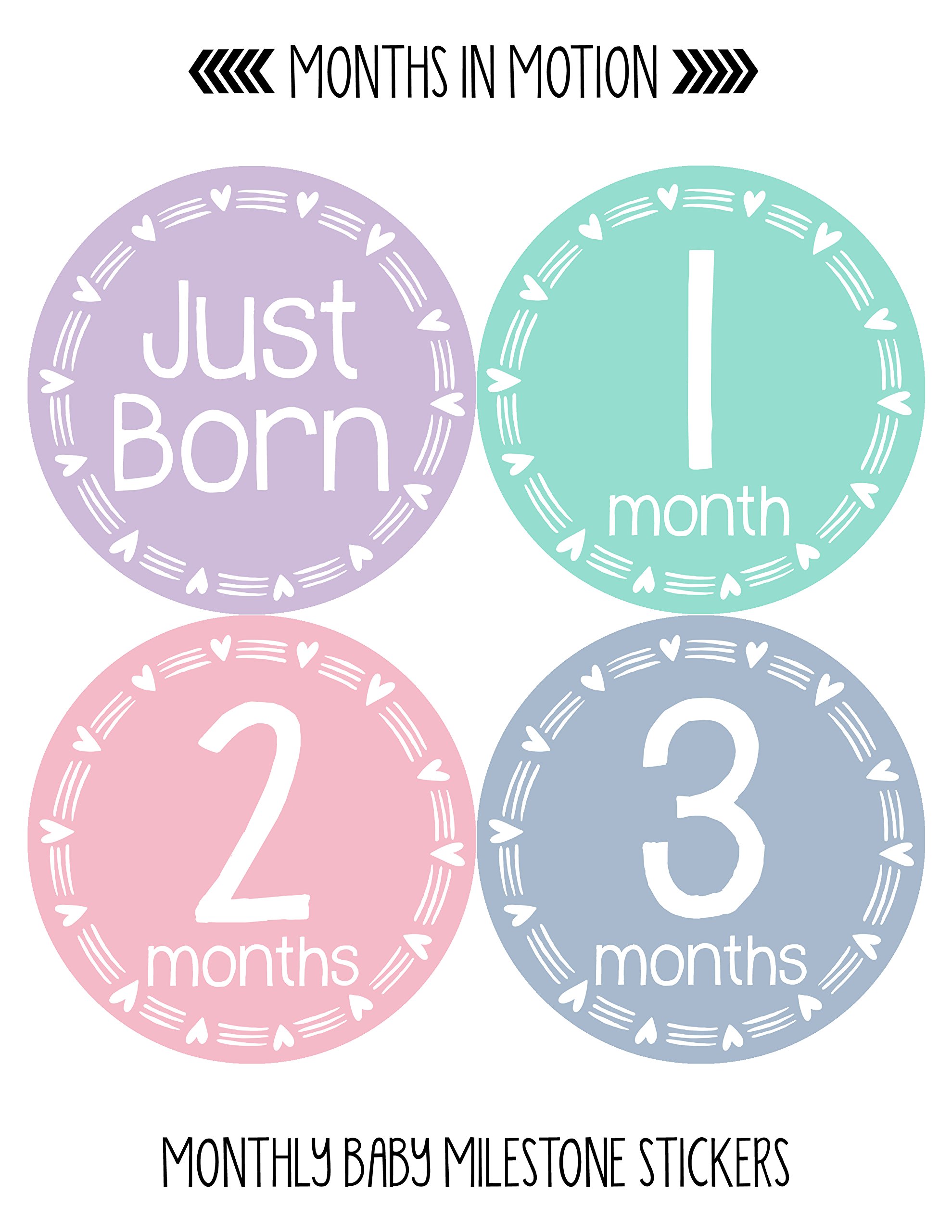 Baby Milestone Stickers Set of 20 - Newborn Monthly Growth Tracking Stickers for Girls - Perfect for Baby Photo Shoots, Scrapbooking & First Year Memory Keepsakes