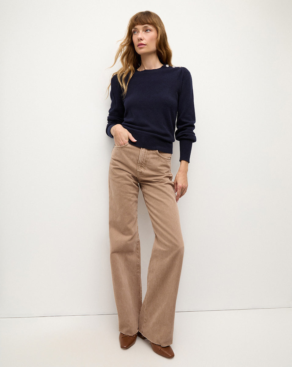 Nelia Women's Cashmere Sweater with Button Accent - Soft & Warm Winter Pullover for Office, Travel & Casual Wear