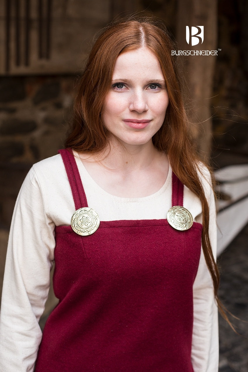 Viking Costume Dress for Women - Medieval Norse Viking Warrior Outfit with Red Tunic & Belt - Perfect for Halloween, Cosplay, LARP & Renaissance Fairs