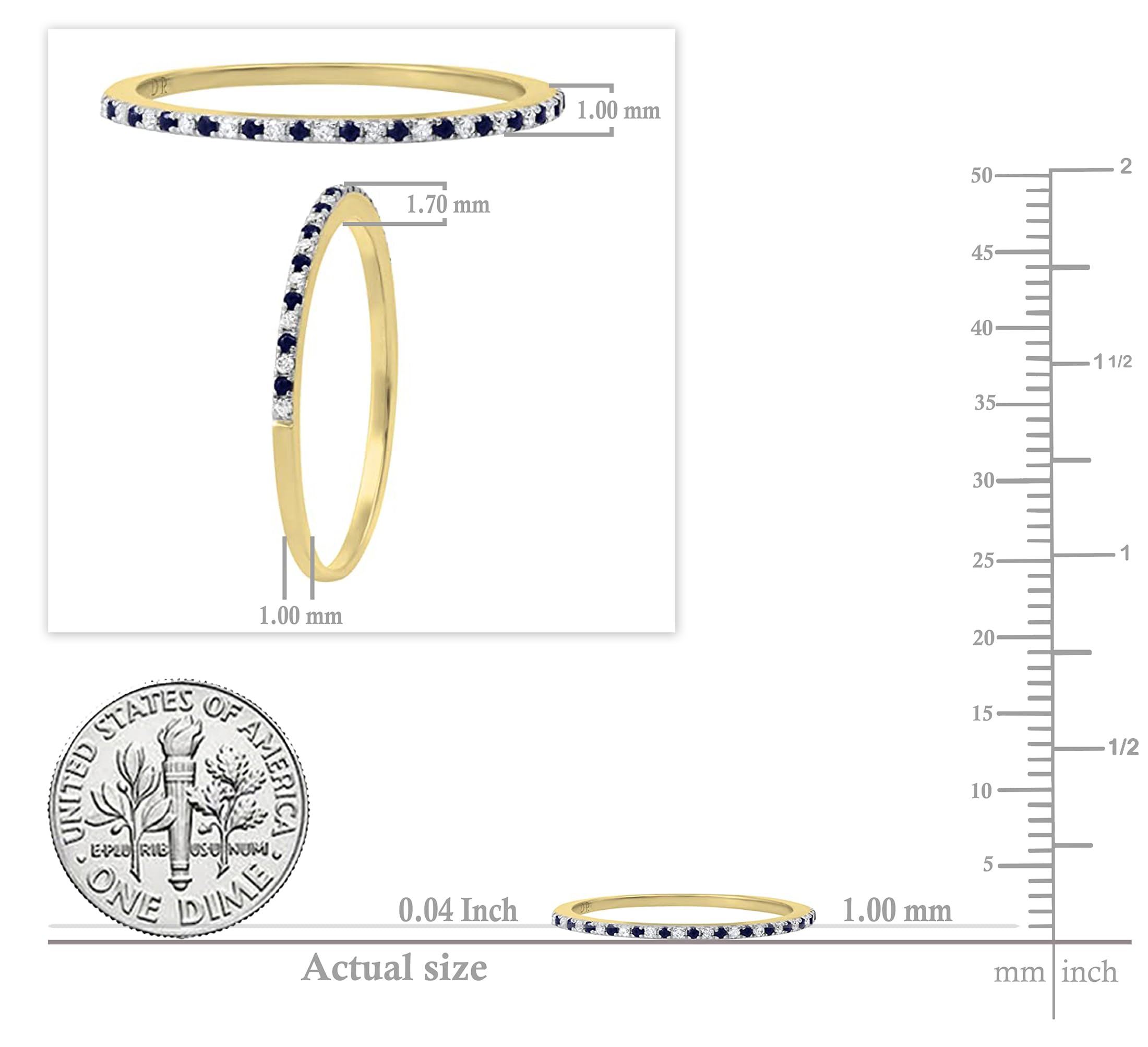 Stunning Round Blue Sapphire & White Diamond Half Eternity Wedding Band for Women - 14K Solid Gold Bridal Ring | Perfect for Engagement, Anniversary & Special Occasion Gifts