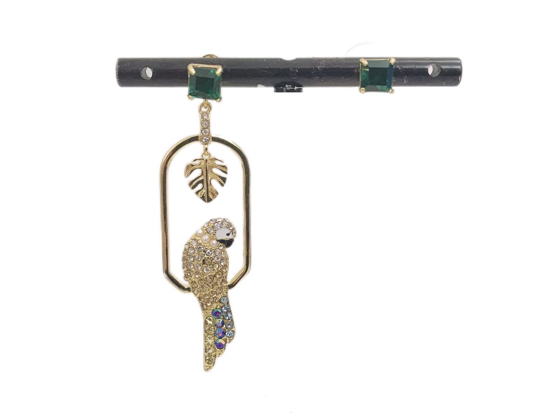 Green & Purple Crystal Snake & Parrot Drop Dangle Earrings - Cute Animal Jewelry for Women | Birthday Gift for Girls & Friends | Perfect for Parties, Festivals & Everyday Wear