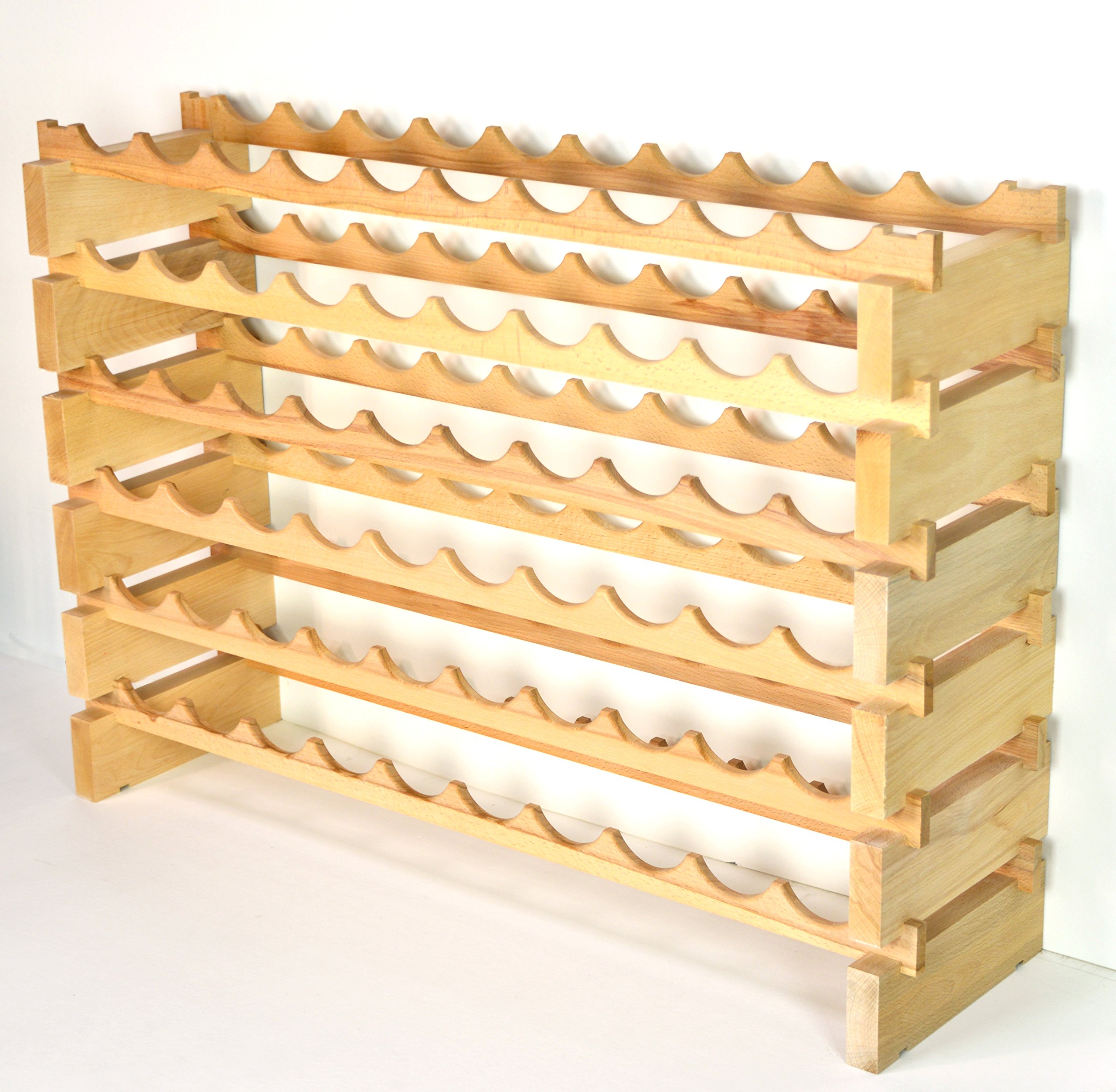 Premium Modular Hardwood Wine Rack - Holds 60 Bottles (10 Bottles x 6 Shelves) | Space-Saving Storage for Home Cellar, Kitchen, Bar & Restaurant Display