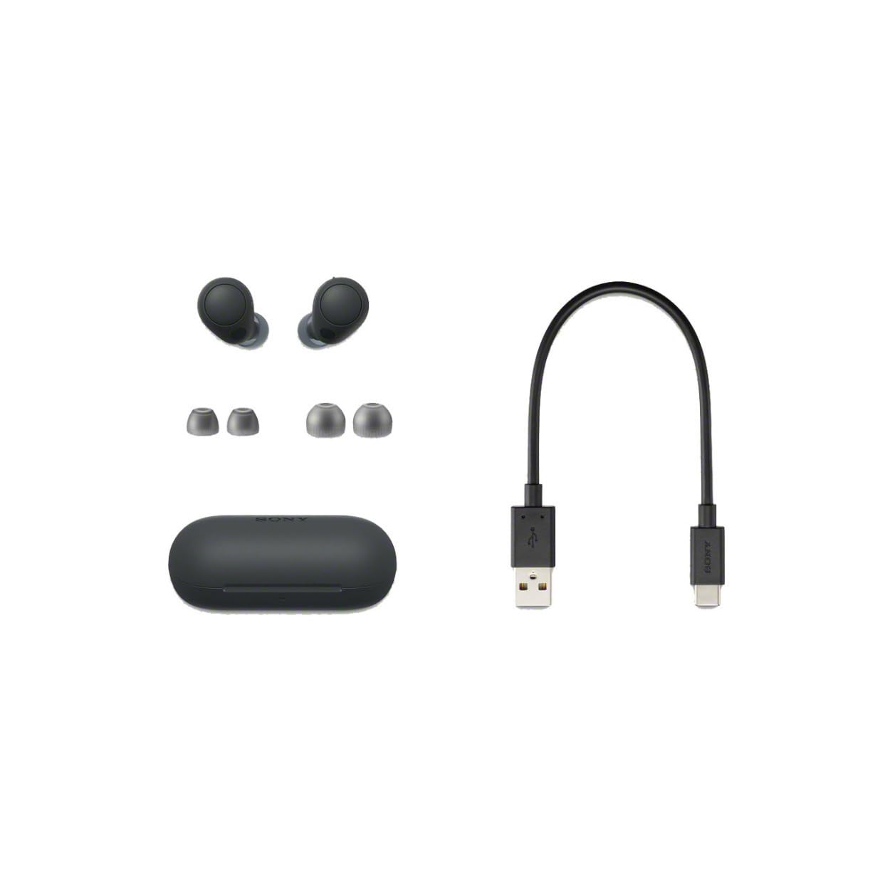 Sony WF-C700N Wireless Noise Canceling Bluetooth Earbuds with Mic - Black | Includes Memory Foam & Silicone Ear Tips (3 Pairs Each) | Perfect for Commuting, Workouts & Travel