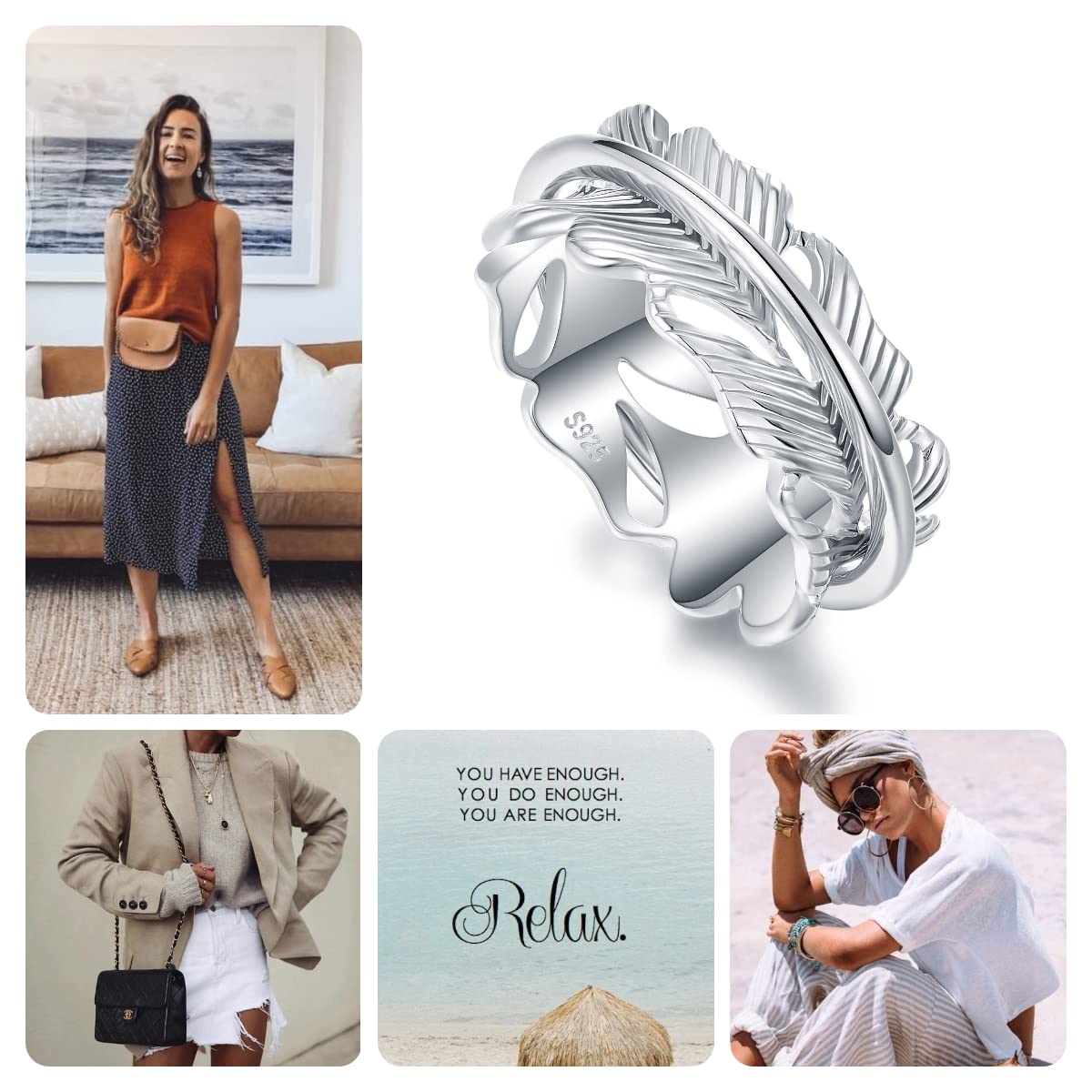 925 Sterling Silver Anxiety Ring for Women - Spinning Fidget Ring with Beads | Stress Relief, Worry Beads, ADHD & Anxiety Relief Jewelry | Perfect for Office, Travel & Daily Wear