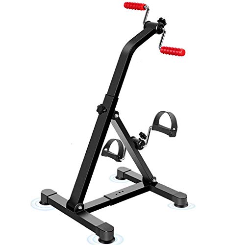 Portable Mini Exercise Pedal Machine - Compact Foldable Foot & Arm Workout Equipment for Seniors, Disabled & Office Workers - Black Hand & Leg Exerciser for Home, Travel & Rehab Therapy