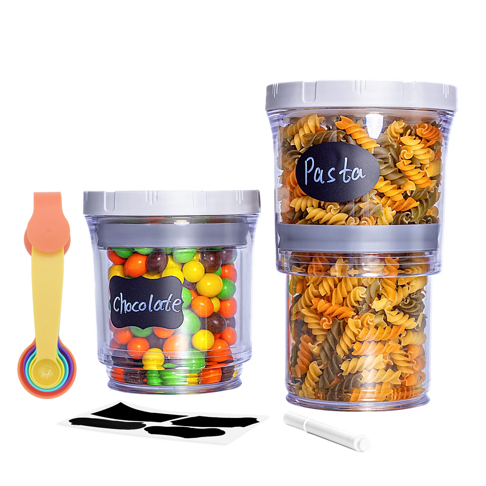 KINBEAR 2-Pack Airtight Food Storage Containers - BPA-Free Plastic Kitchen & Pantry Organizers with Lids for Cereal, Snacks, Flour & Dry Goods | Perfect for Meal Prep, Pantry Organization & Fresh Food Storage (Round, White)