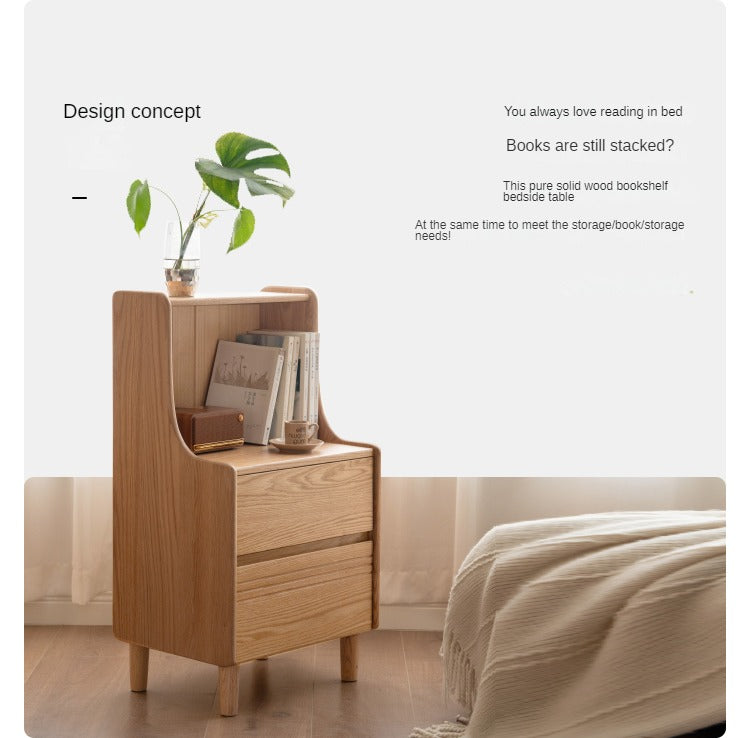 Solid Oak Wood Nightstand - Modern Bedside Table with Drawer for Bedroom, Living Room, or Guest Room - Durable & Stylish Furniture for Home Decor