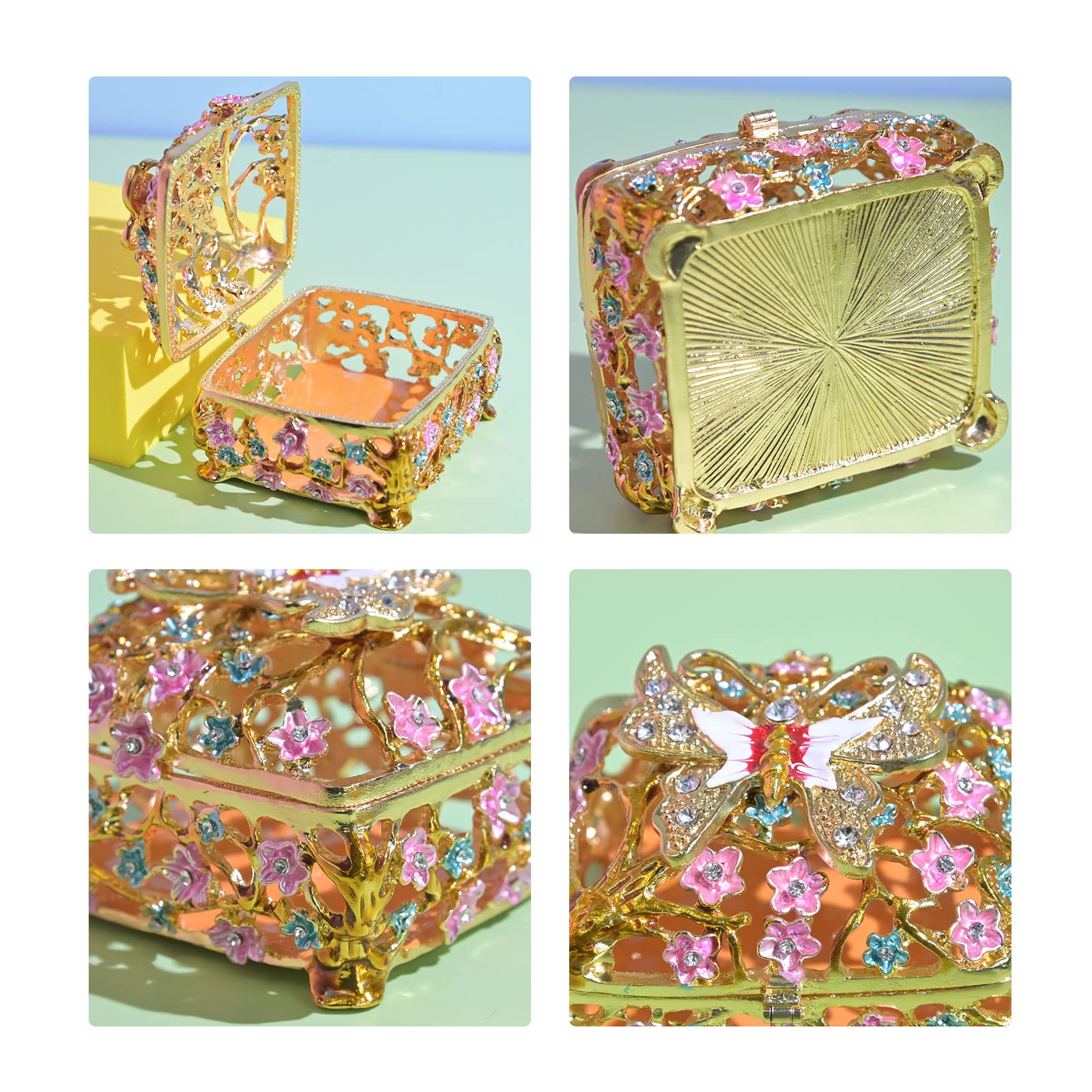 Vintage Metal Jewelry Box for Women - Butterfly Design Gift for Girls