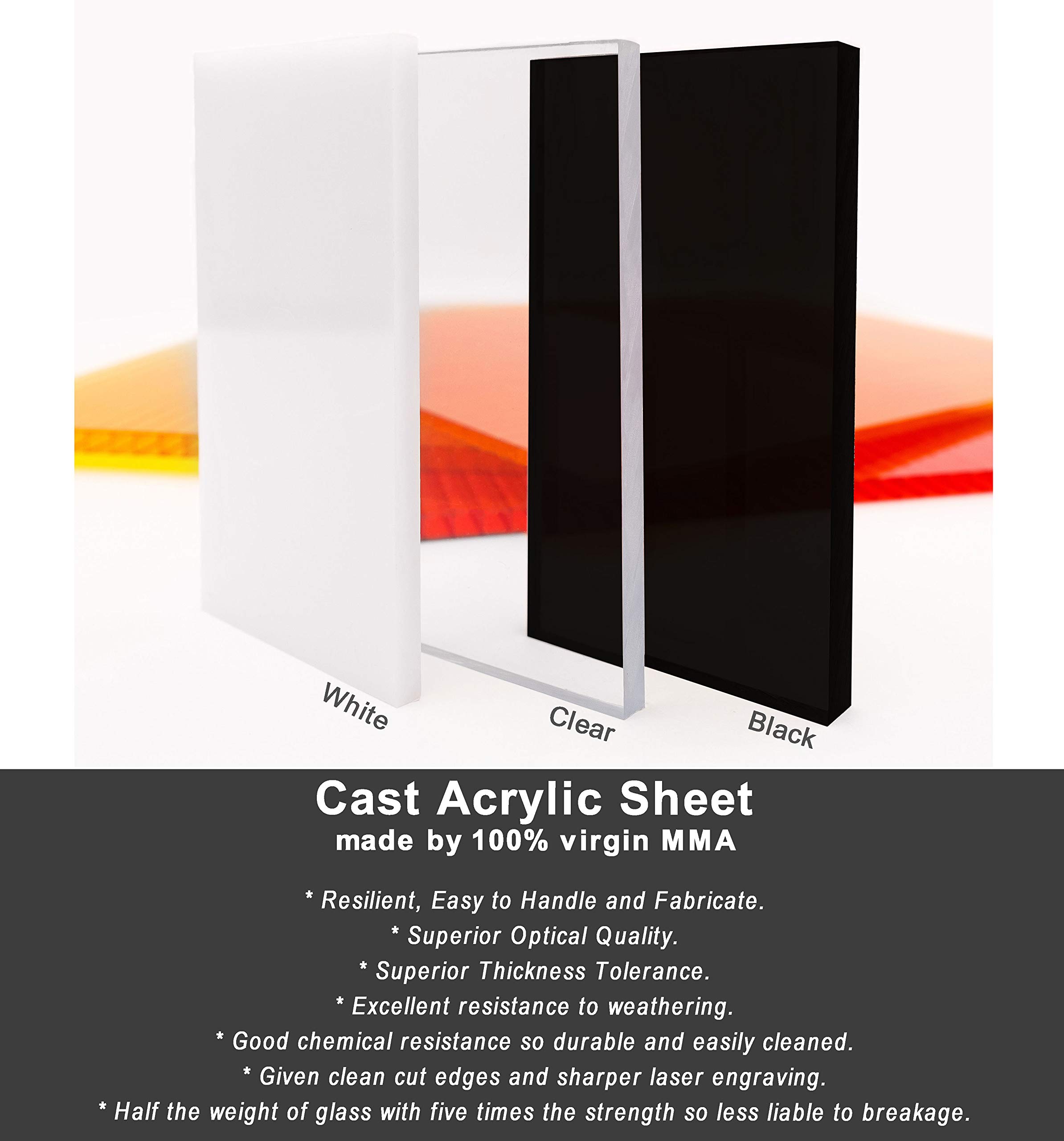 4-Pack 5mm White Acrylic Sheet 1/8