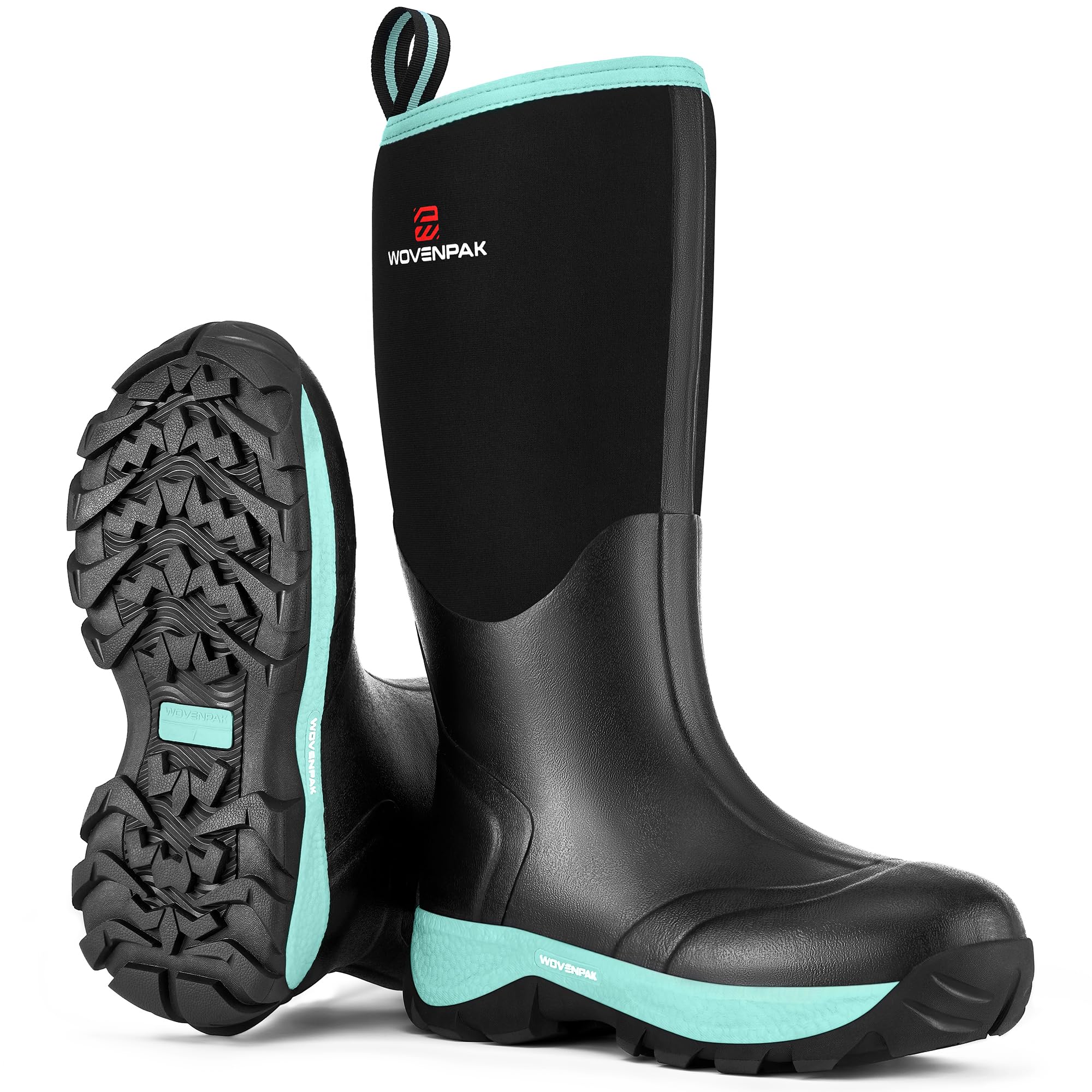 **WOVENPAK Women's Waterproof Rubber Boots – Insulated Neoprene Rain & Hunting Boots for Gardening, Farming, Outdoor Work – All-Season Comfort (Sizes 6-11) – Perfect for Wet Weather, Muddy Trails & Farm Chores**