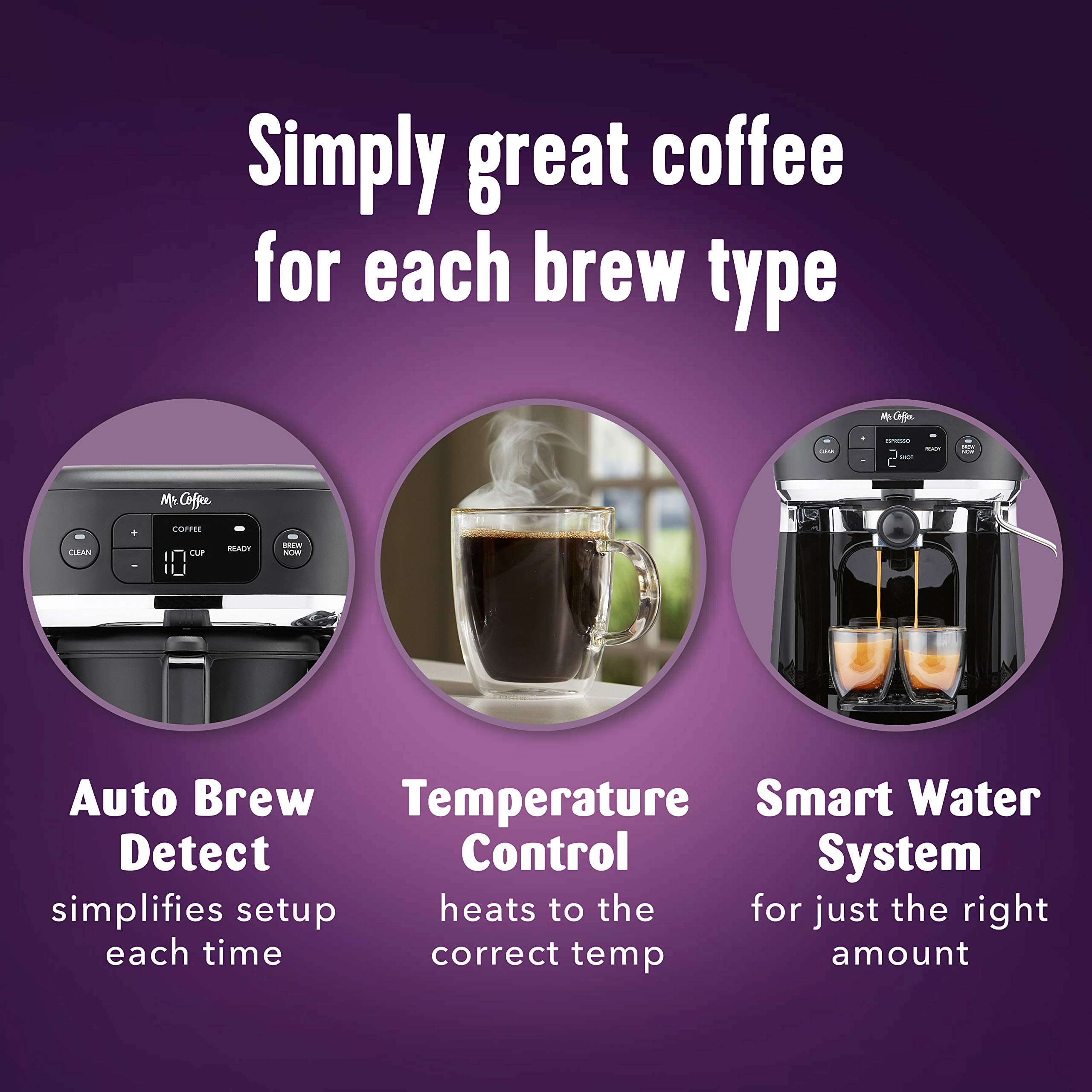 Mr. Coffee All-in-One Coffee Maker with 10-Cup Thermal Carafe, Espresso & Milk Frother, Includes Storage Tray - Perfect for Home, Office & Entertaining (Black)