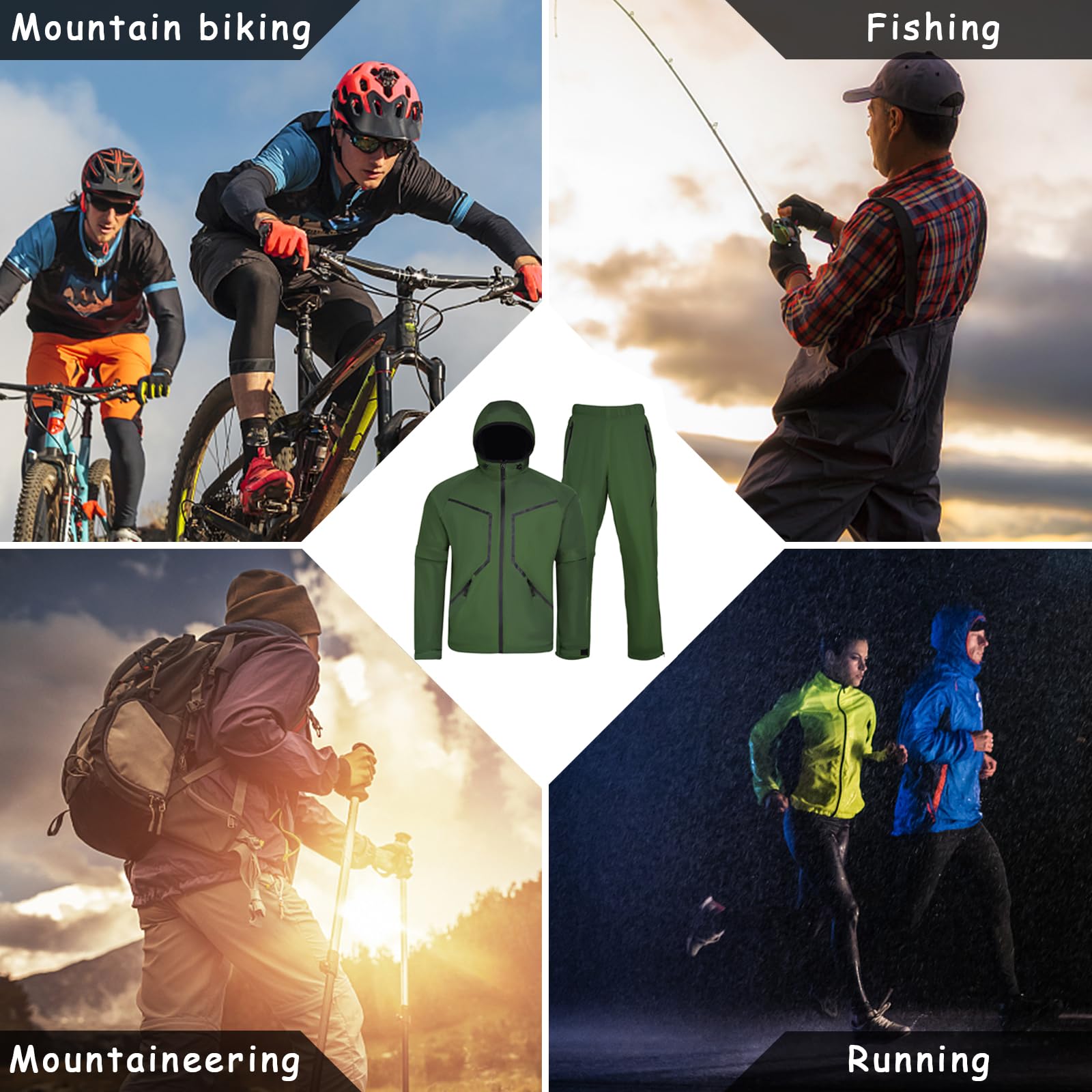 K.E.J. Men's Waterproof Golf Rain Jacket - Lightweight & Breathable Performance Rain Suit for Outdoor Sports - Perfect for Golfing, Hiking & Camping in Wet Weather