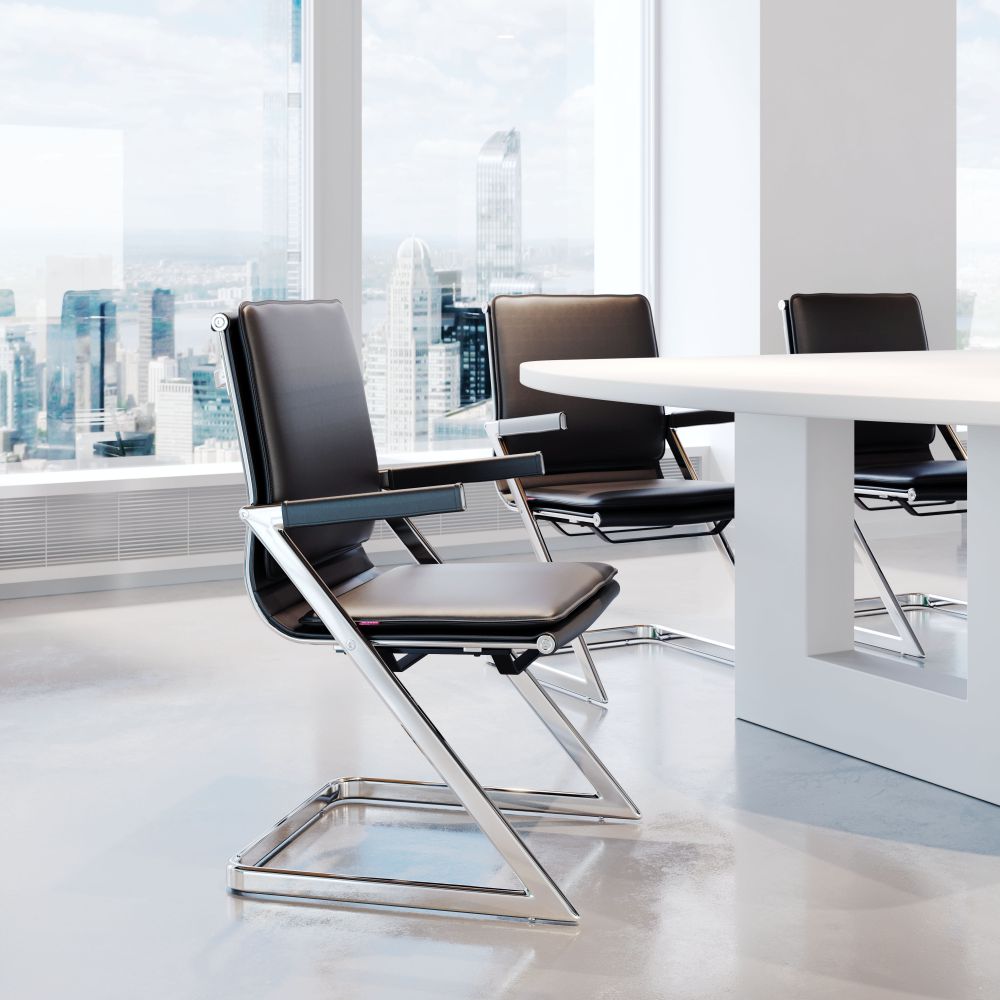Premium ZUO Lider Plus Conference Leather Chair - Set of 2 Ergonomic Office Chairs for Executive Meetings & Home Offices - Perfect for Boardrooms, Corporate Settings & Professional Workspaces