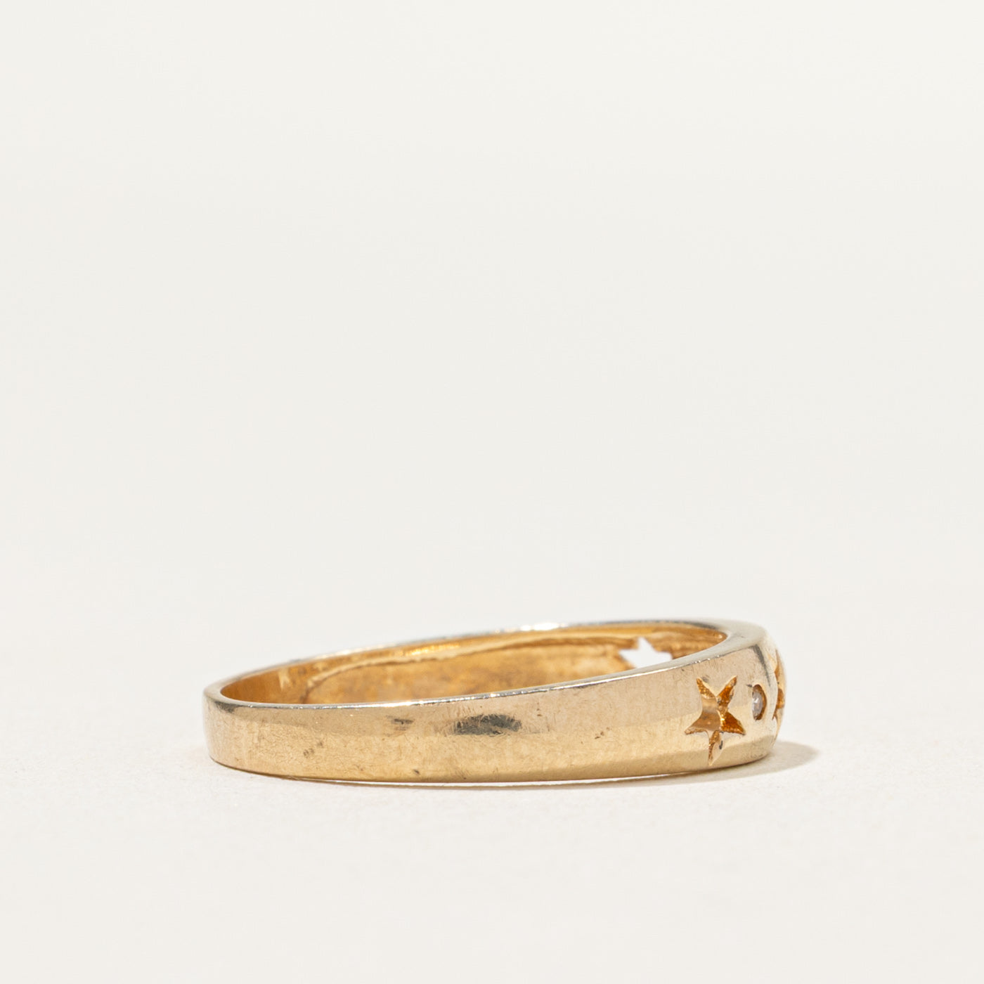 0.03ctw Diamond Open Star Ring - Size 6 | Elegant Stackable Band for Women | Perfect for Engagement, Anniversary & Everyday Wear