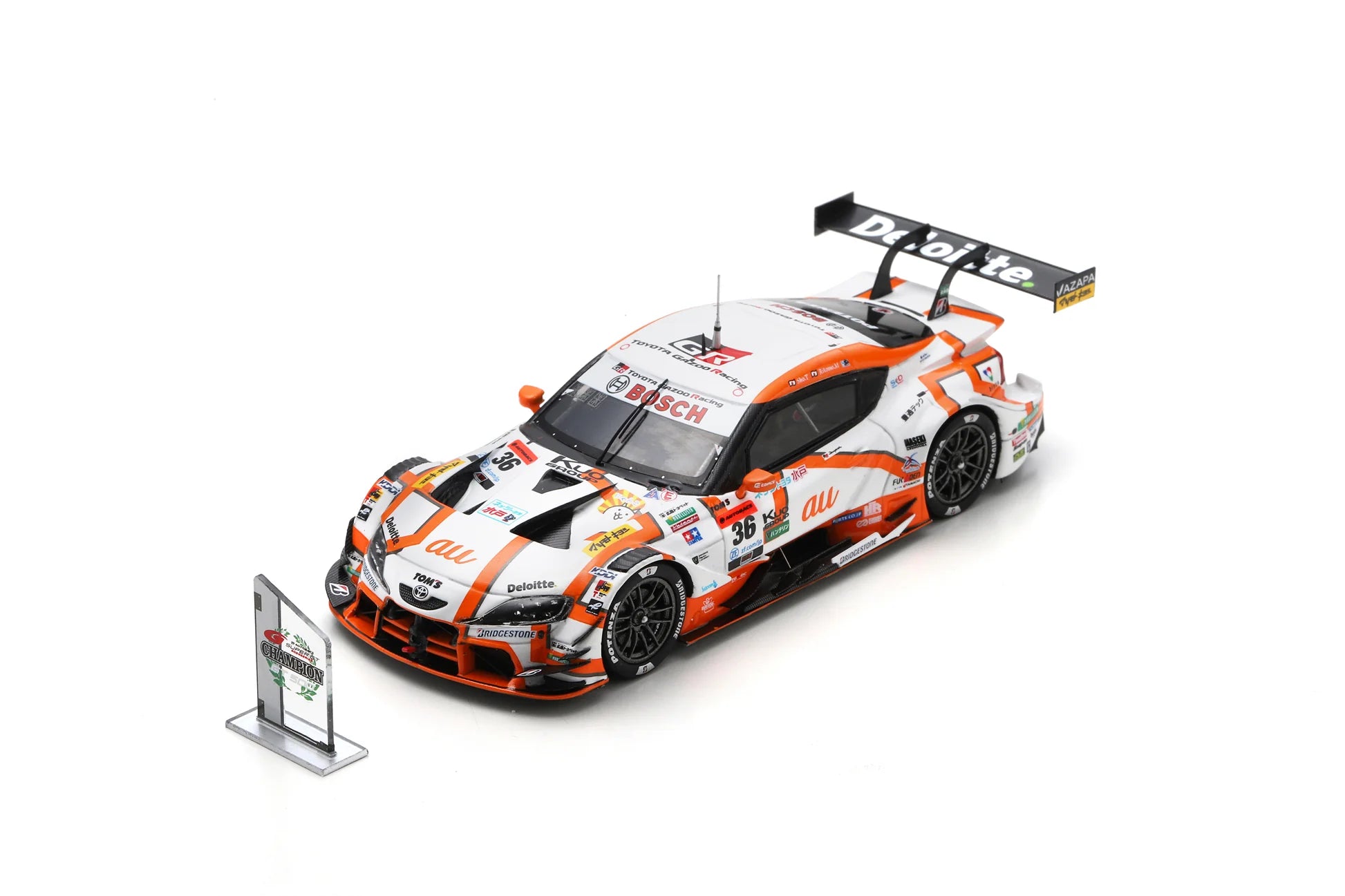 1:18 Scale TOM'S GR Supra No.36 GT500 Champion Diecast Model Car - 2023 SUPER GT Sho Tsuboi & Ritomo Miyata Edition - Collector's Item for Racing Fans & Display Showcase