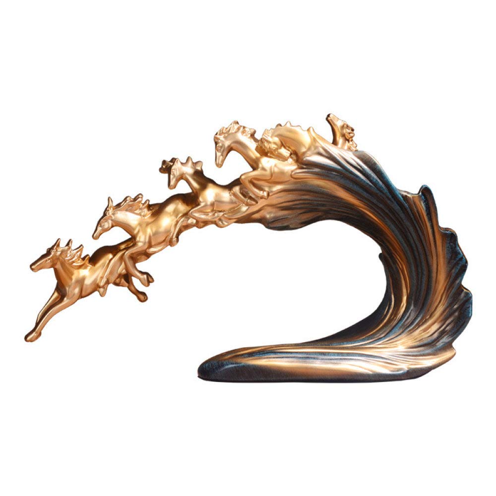 Galloping Horse Sculpture Ornaments - Set of 10,000 Horses Running Statue for Home Office Decor, Wedding & Housewarming Gifts, Feng Shui Table Display for Wealth & Success
