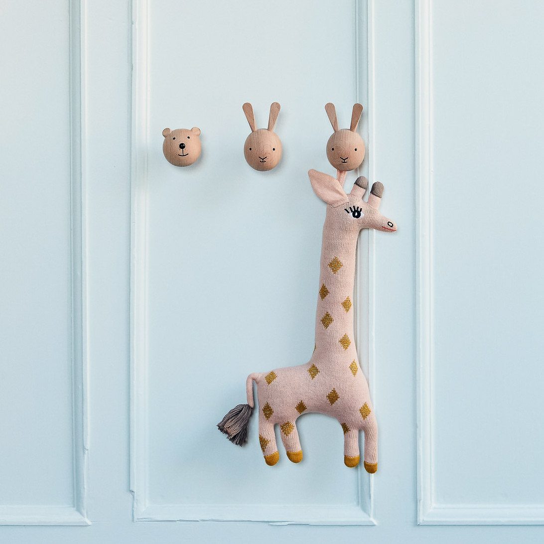 OYOY Mini Wall Hook - Cute Rabbit Shaped Wooden Hooks for Hanging Keys, Hats & Coats - Perfect for Nursery, Bedroom or Entryway Organization